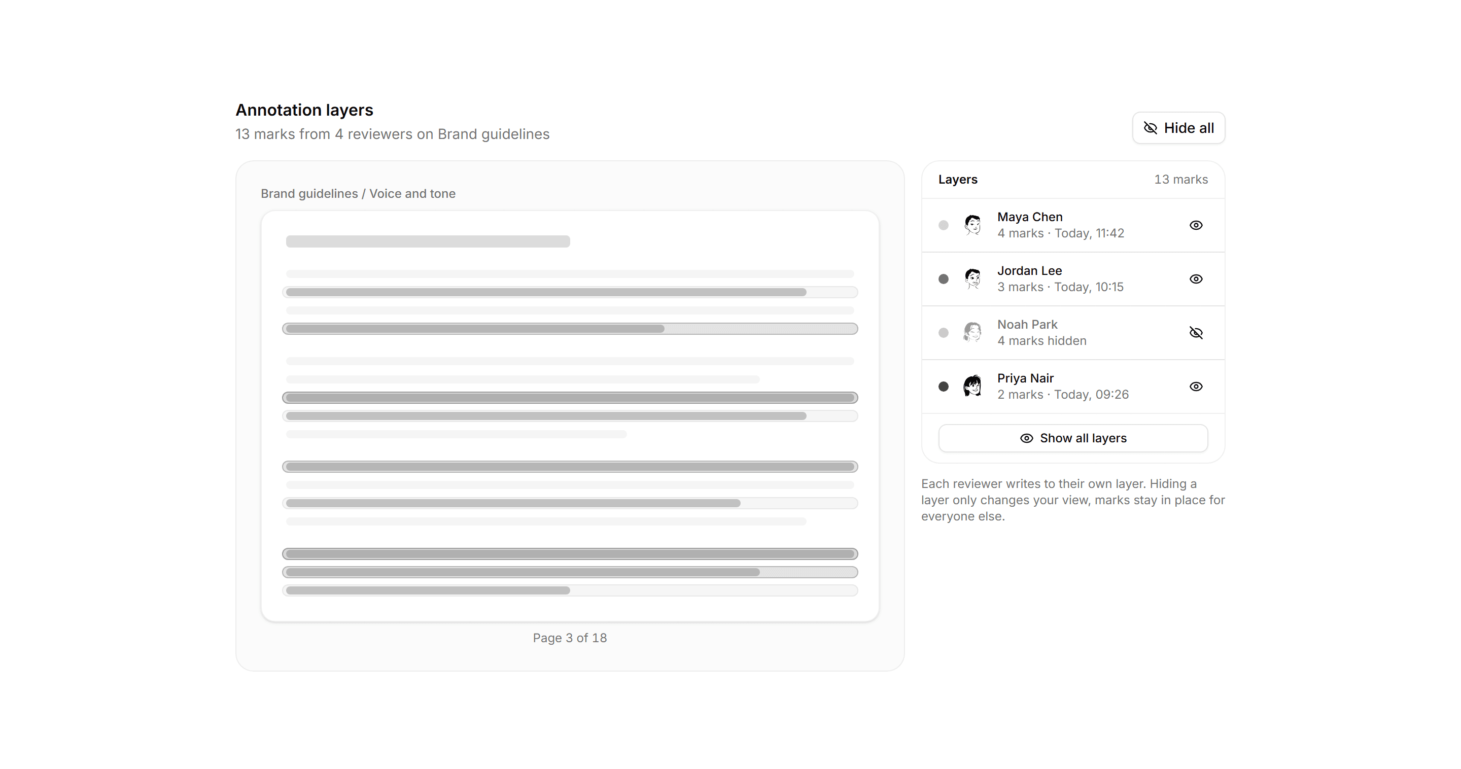 Application Comments and Annotation: Annotation Layers Rail