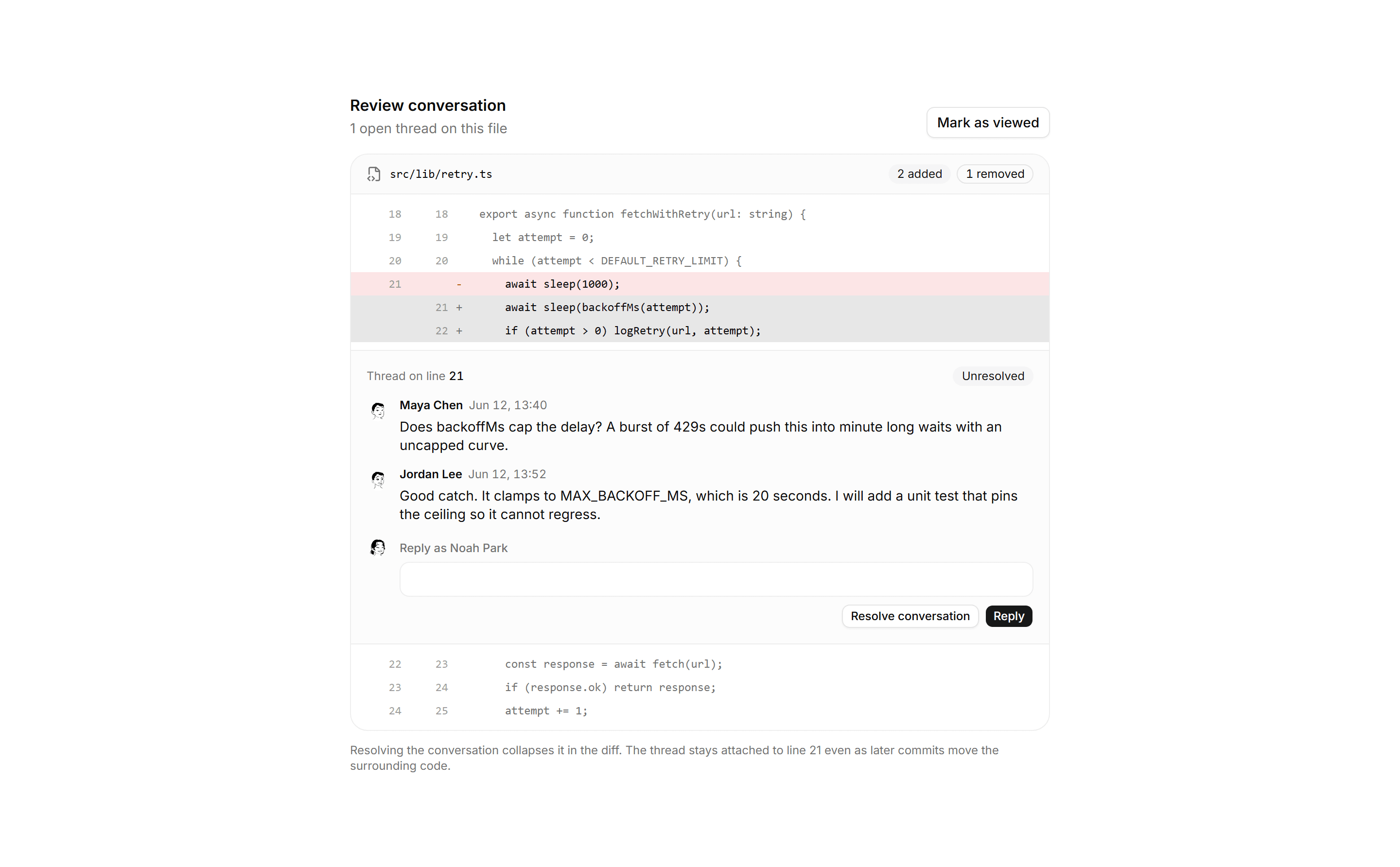Application Comments and Annotation: Code Review Thread
