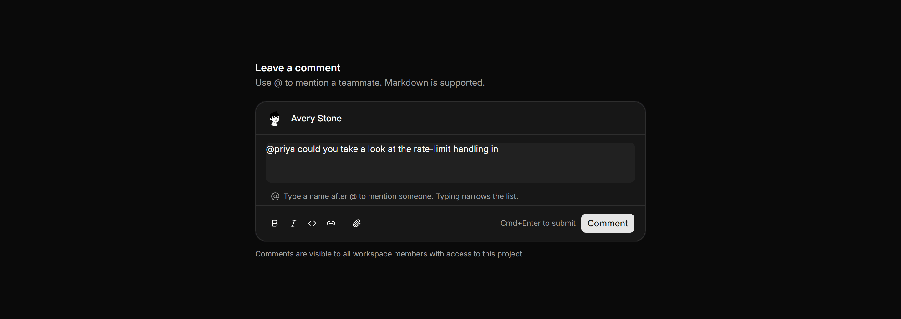 Application Comments and Annotation: Comment Composer