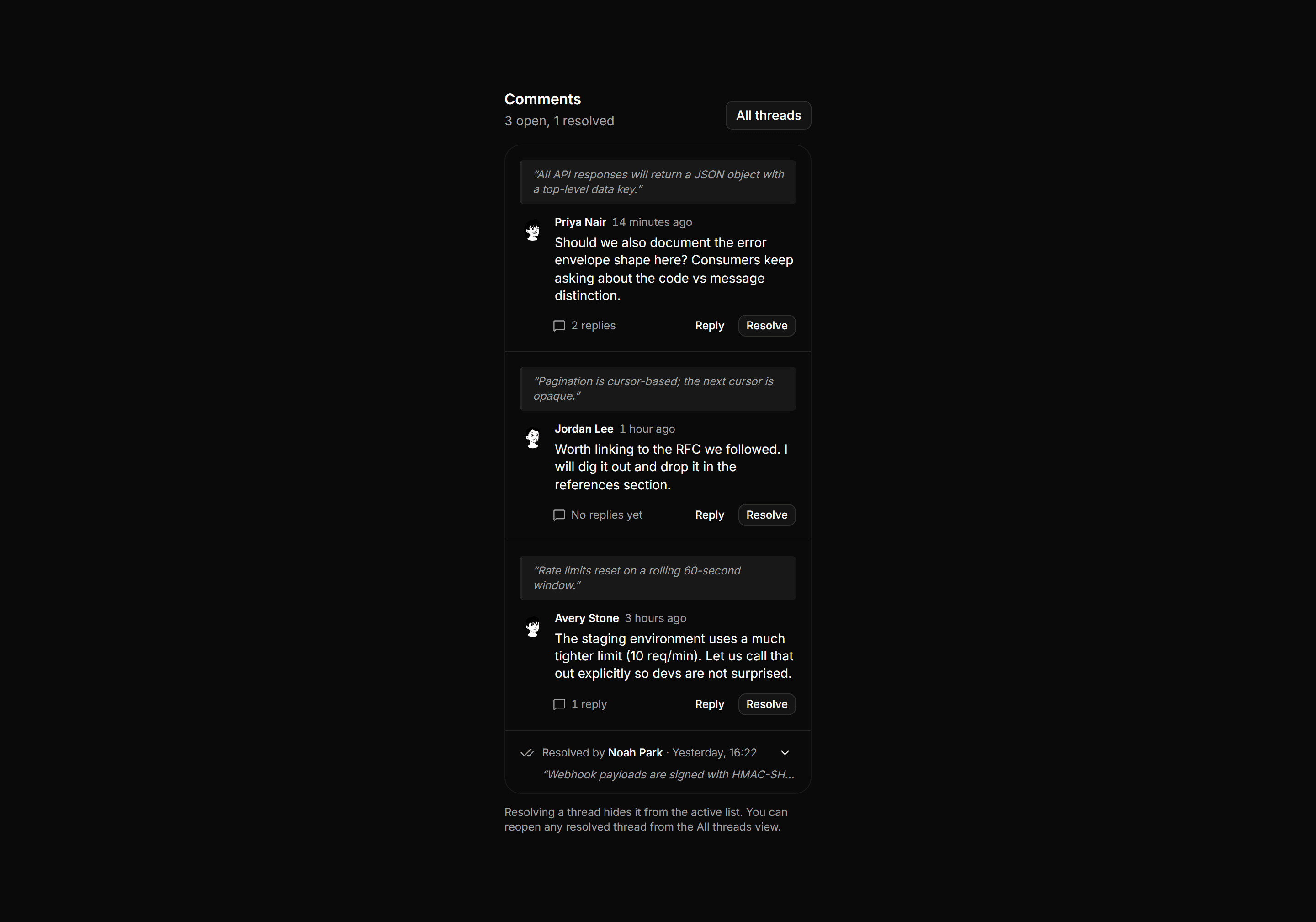 Application Comments and Annotation: Comment Sidebar