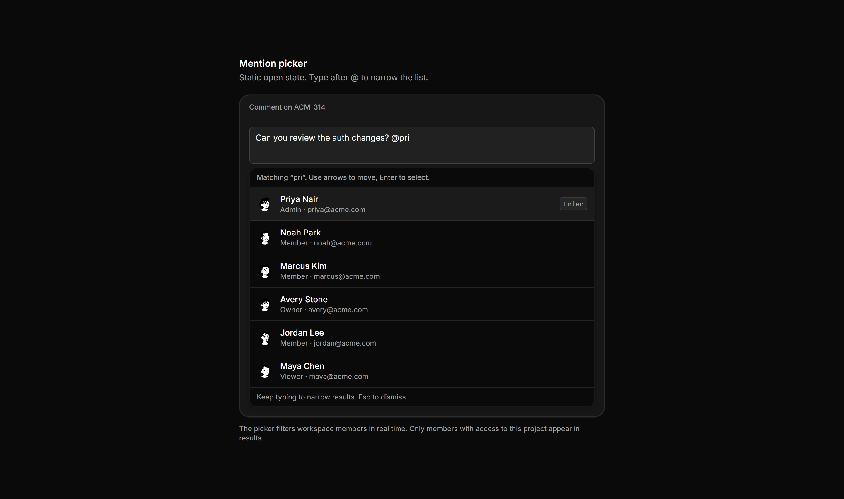 Application Comments and Annotation: Mention Picker Blueprint