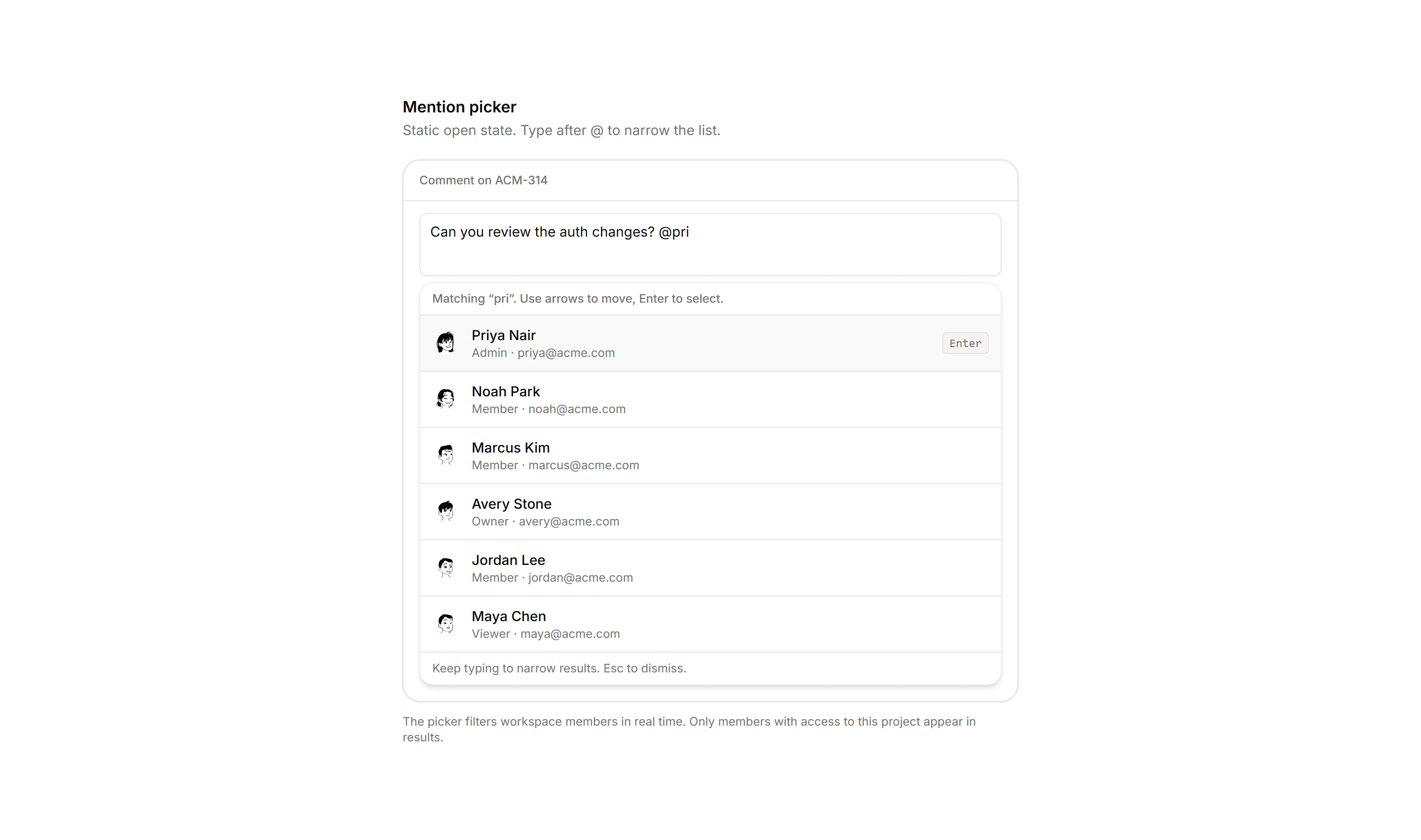 Application Comments and Annotation: Mention Picker Blueprint