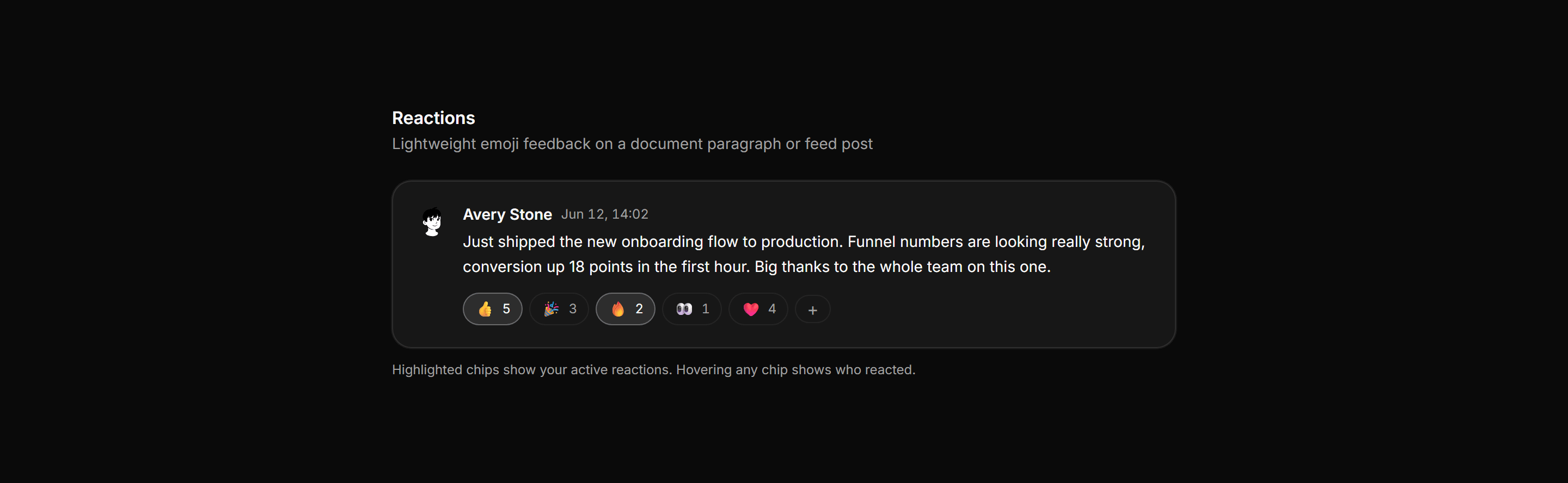Application Comments and Annotation: Reaction Bar