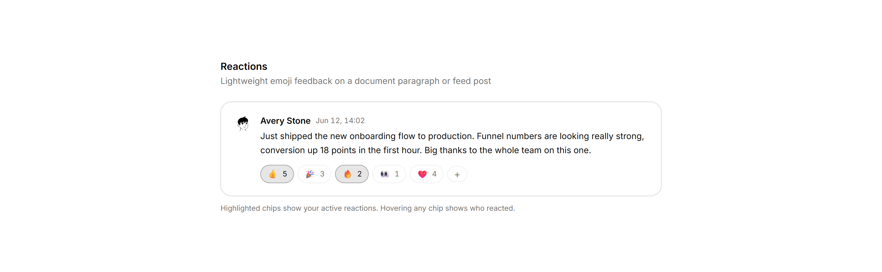 Application Comments and Annotation: Reaction Bar