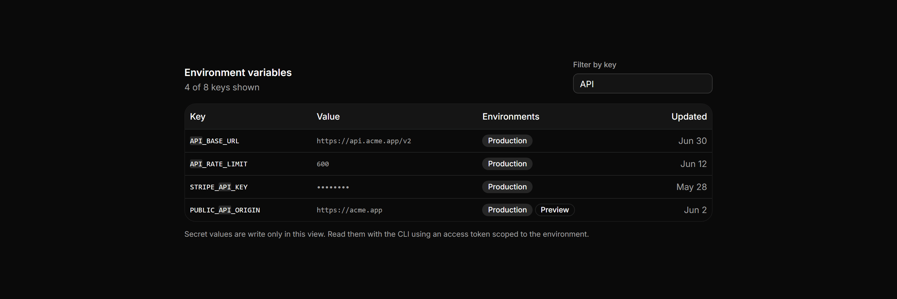 Application Data Table: Search Highlight Table