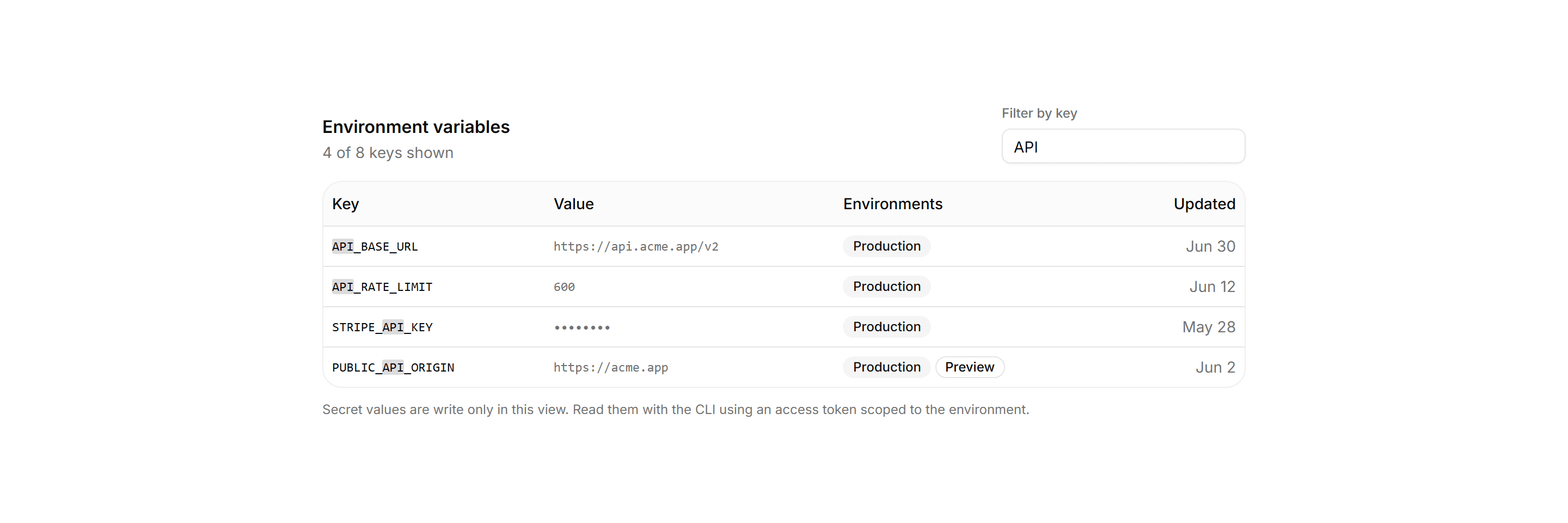 Application Data Table: Search Highlight Table