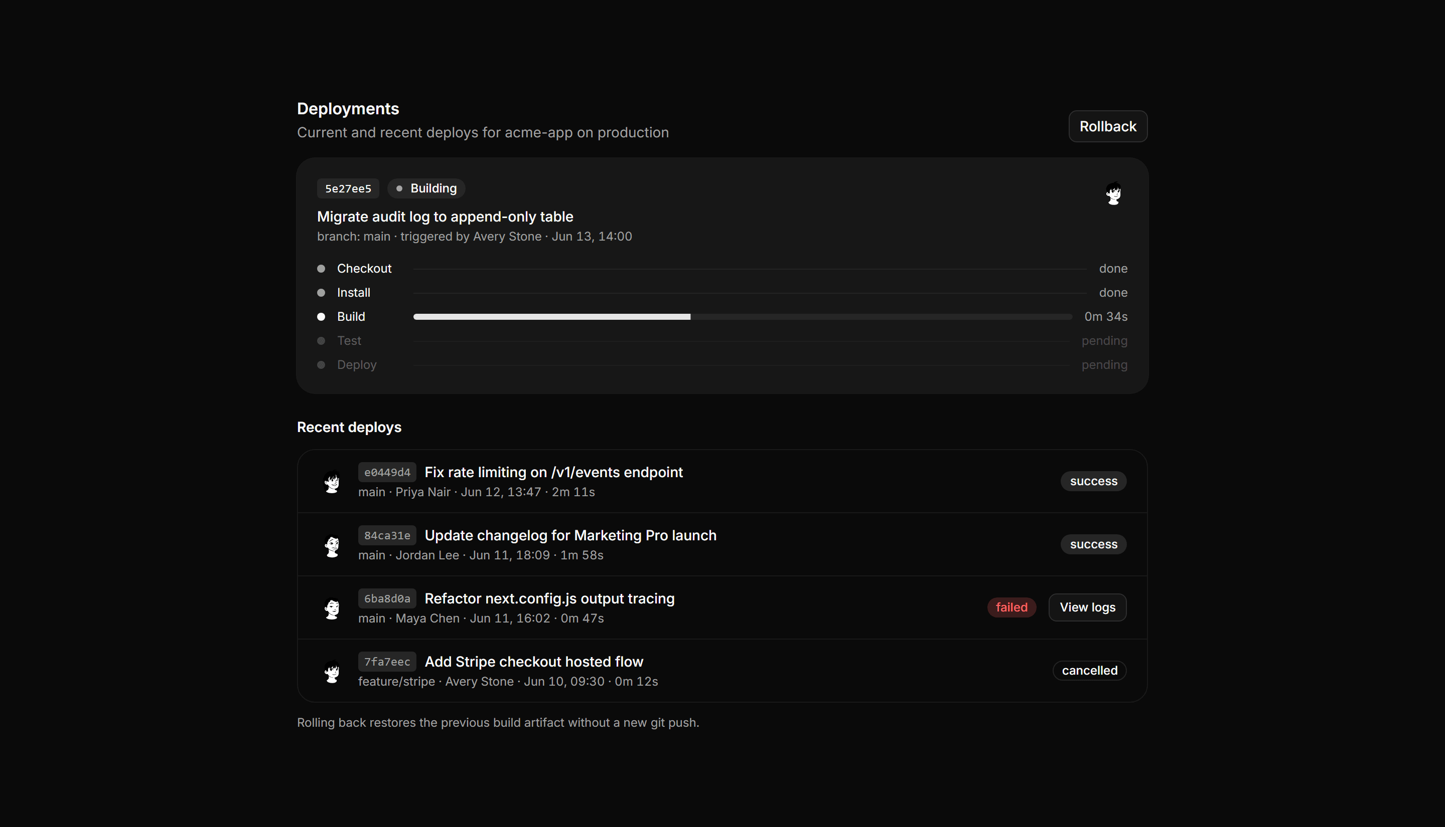 Application Developer Tool: Deploy Panel