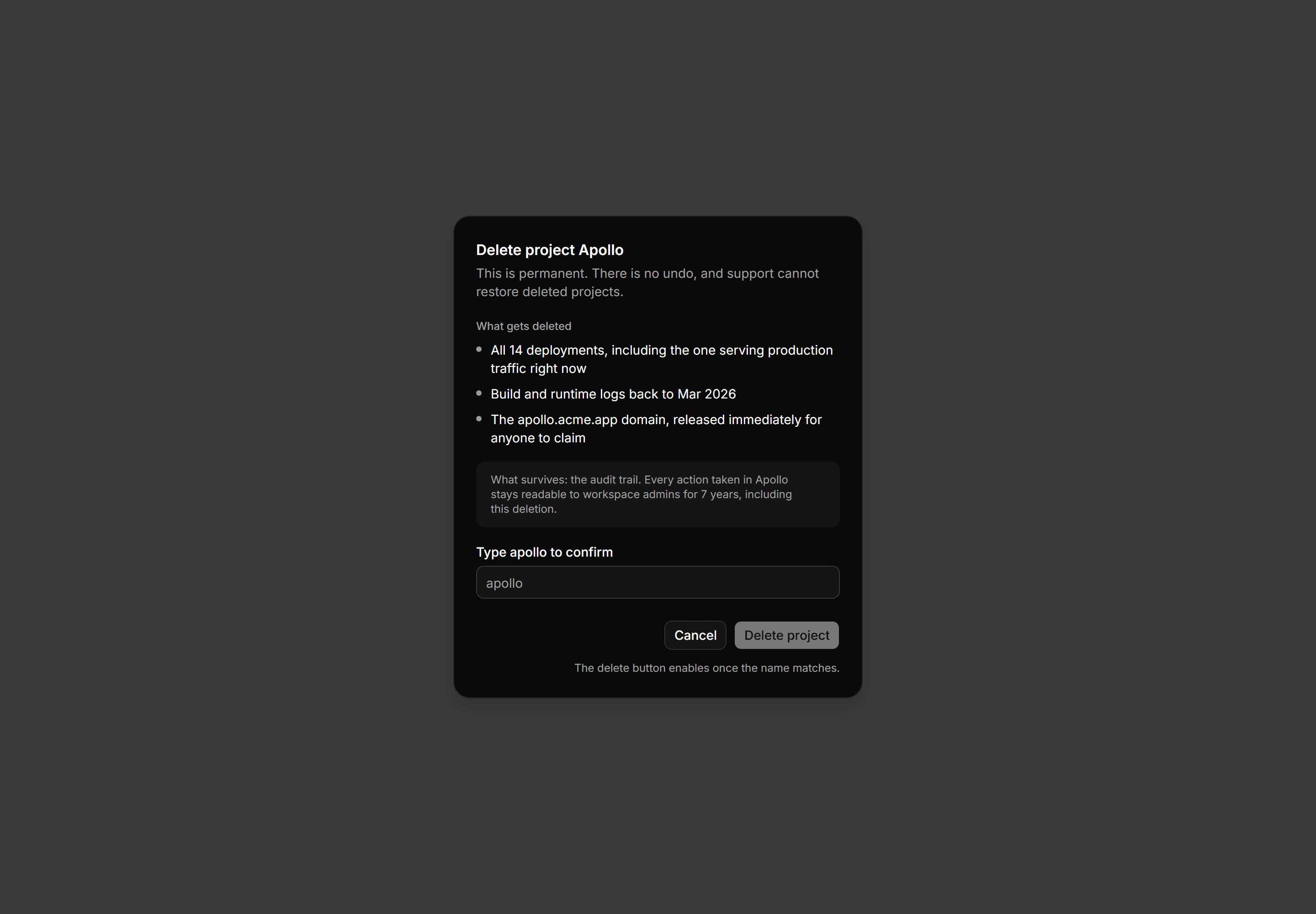 Application Dialog: Confirm Delete Dialog