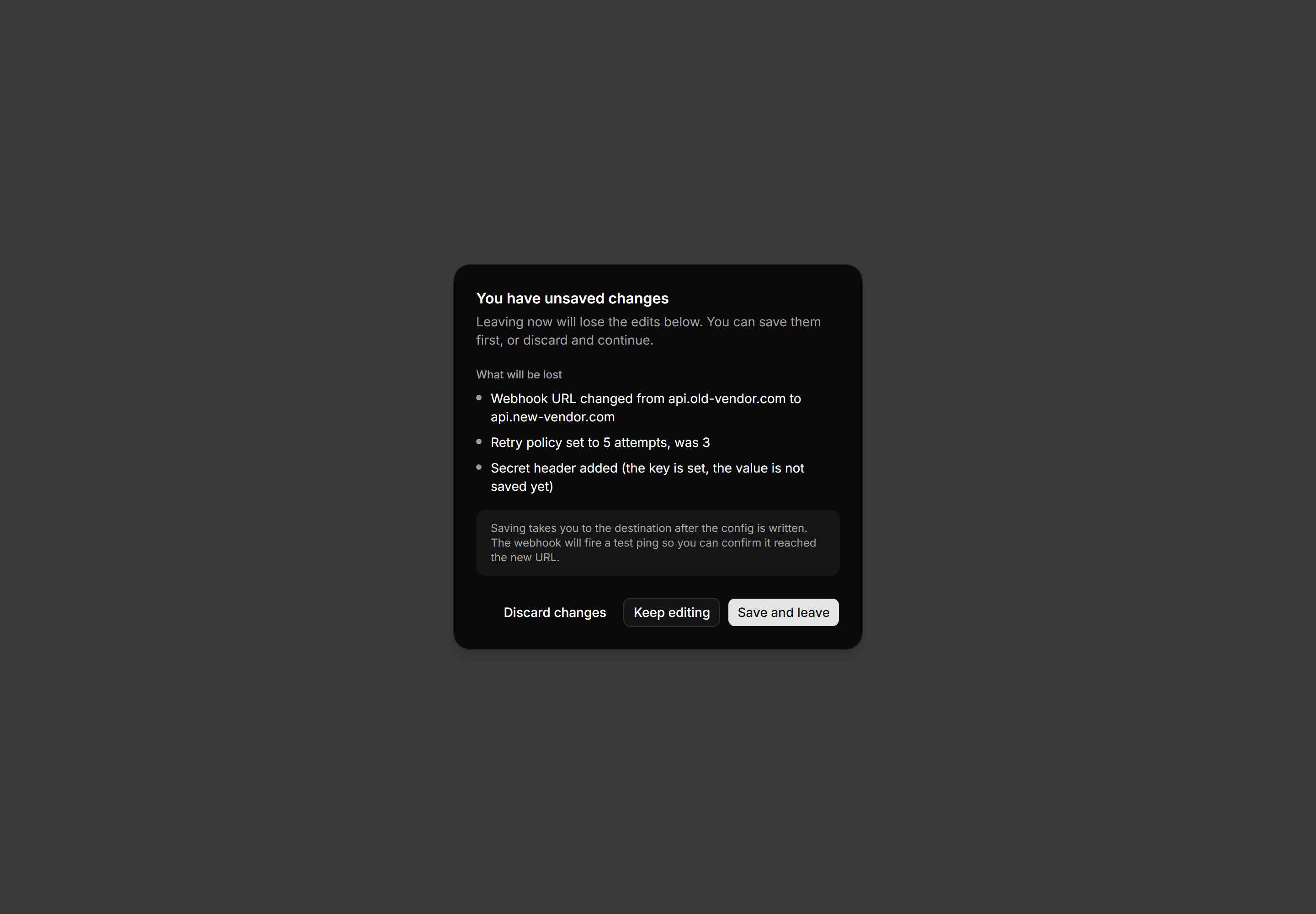 Application Dialog: Unsaved Changes Dialog