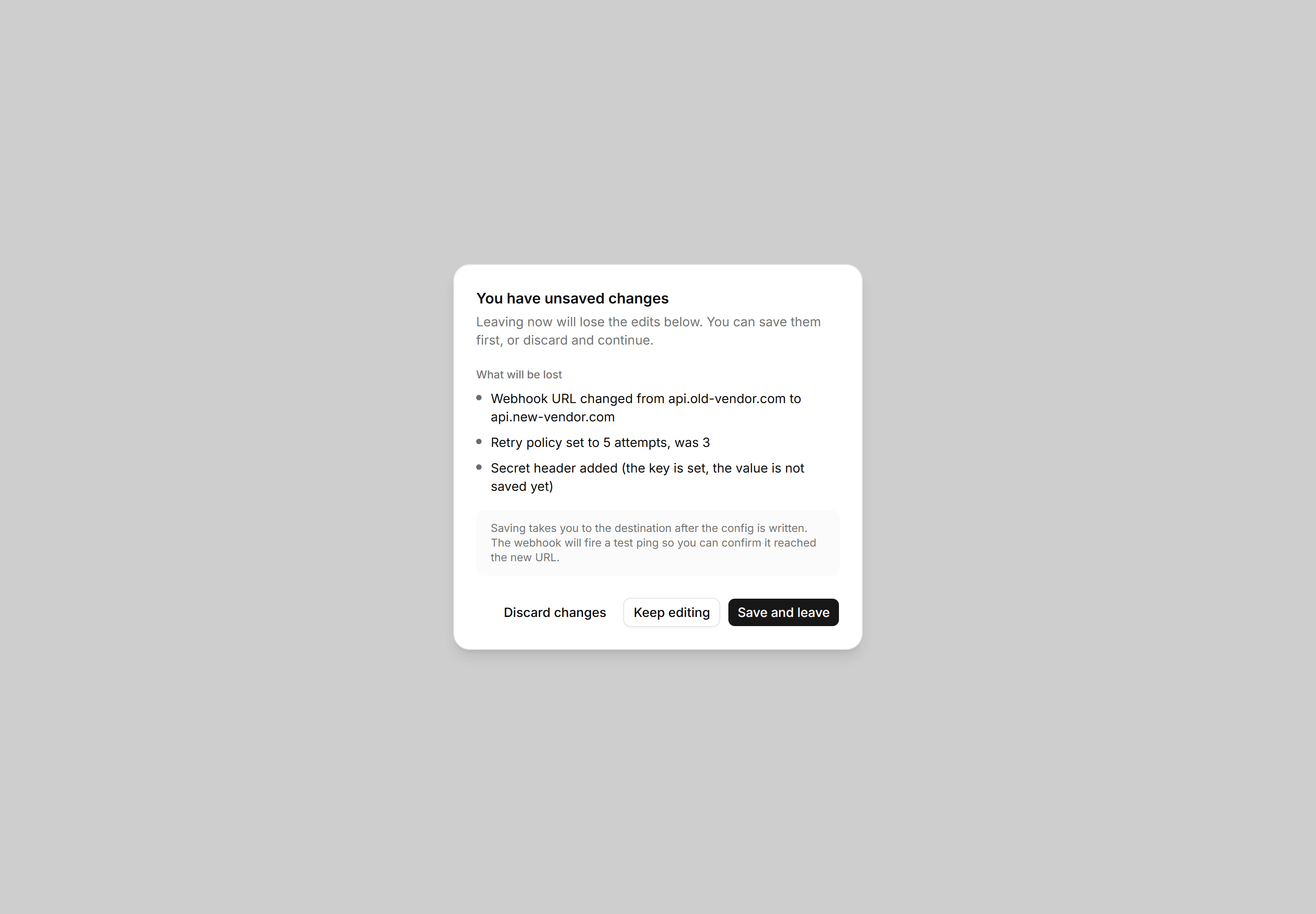 Application Dialog: Unsaved Changes Dialog