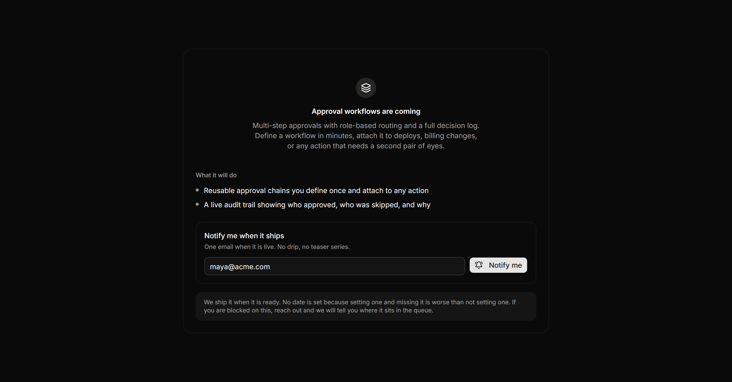 Application Empty State: Coming Soon State