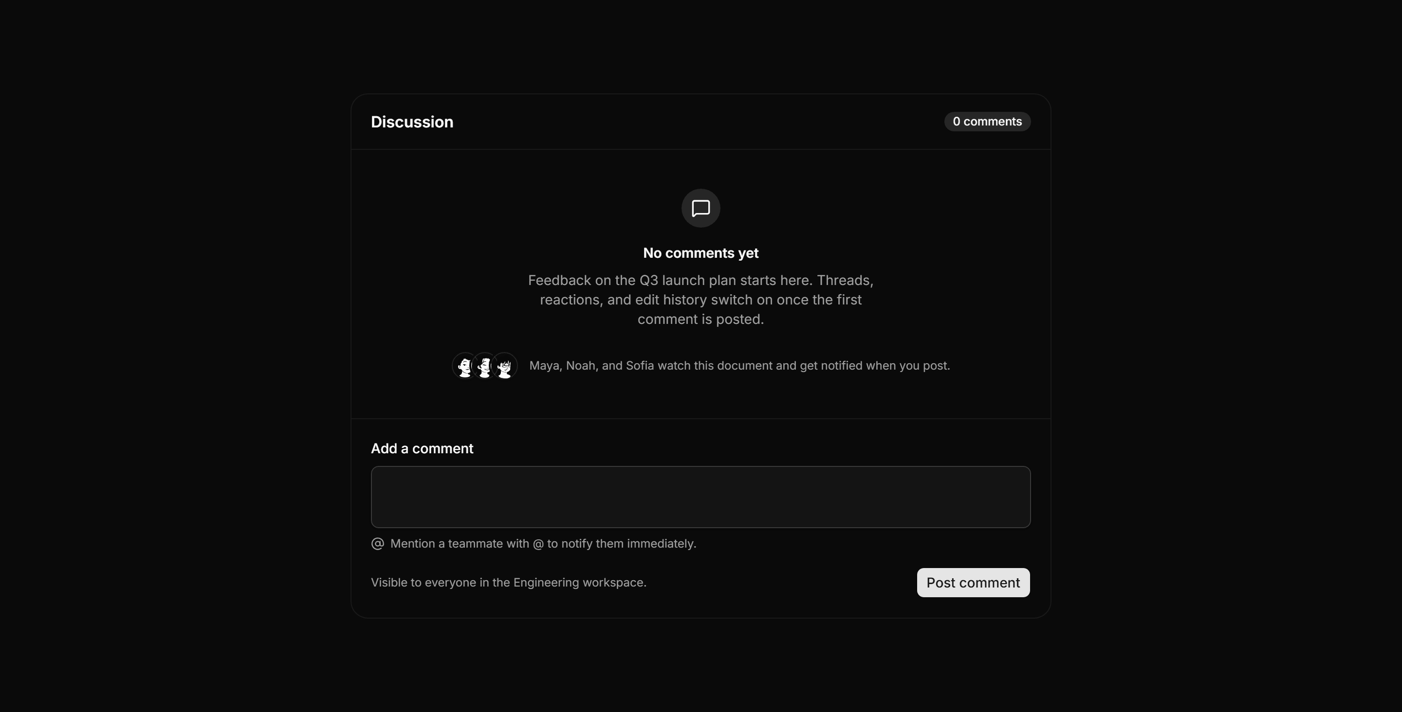 Application Empty State: Empty Comments State