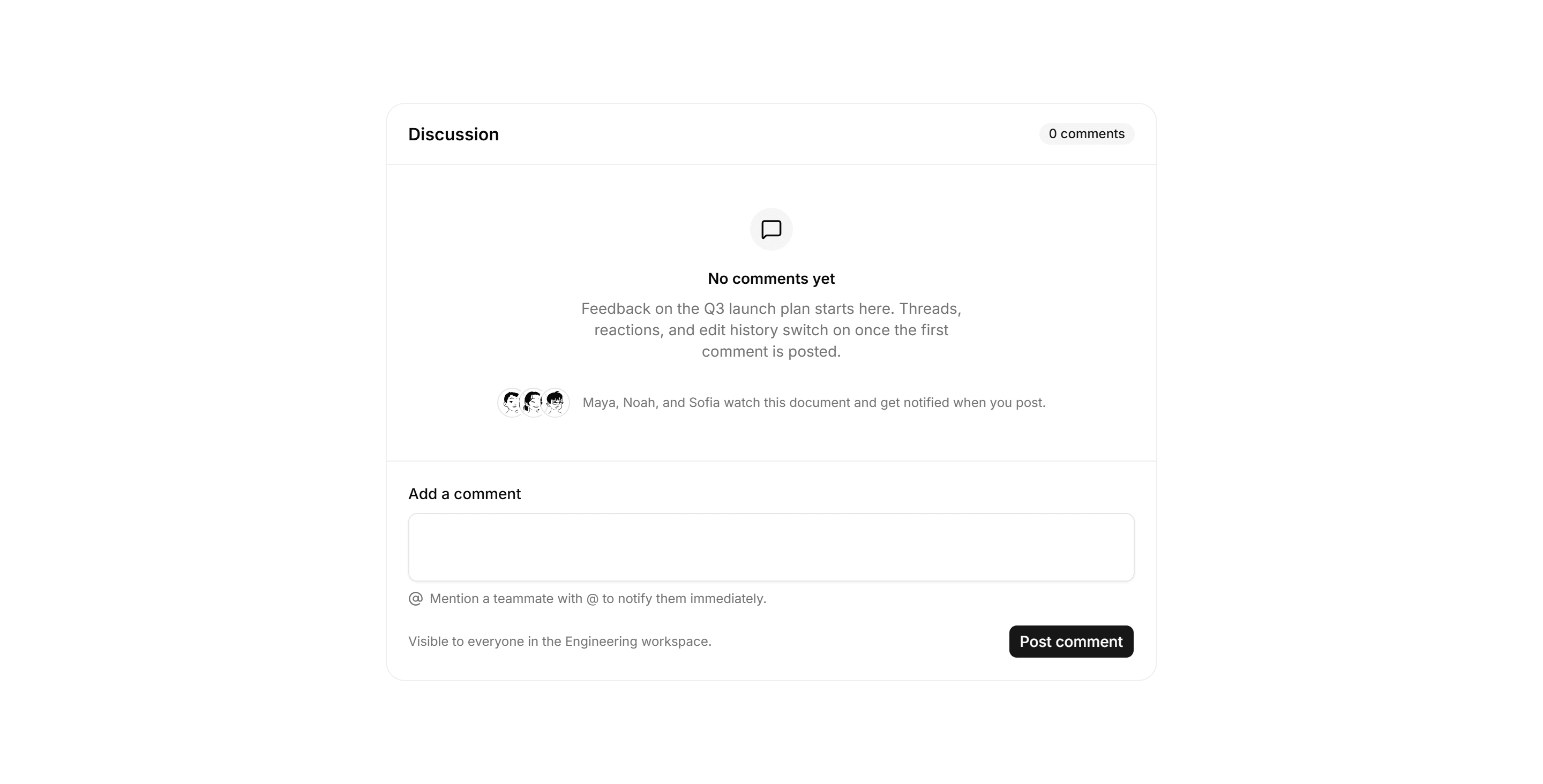 Application Empty State: Empty Comments State