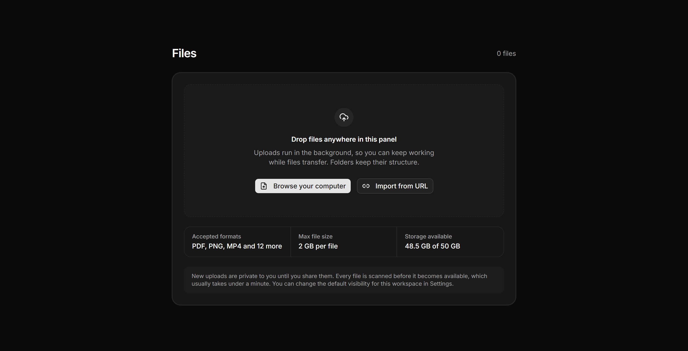 Application Empty State: Empty Uploads Dropzone
