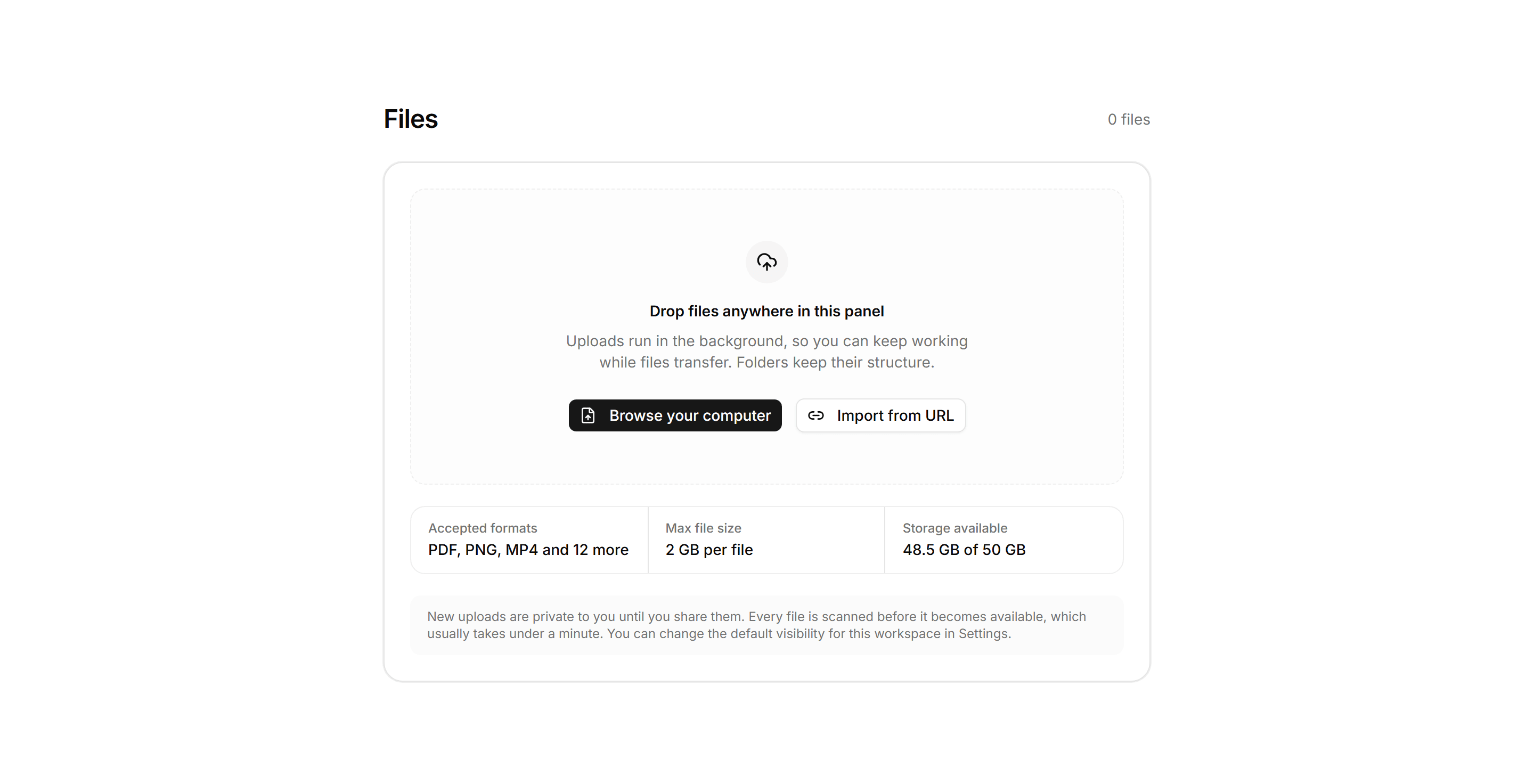 Application Empty State: Empty Uploads Dropzone