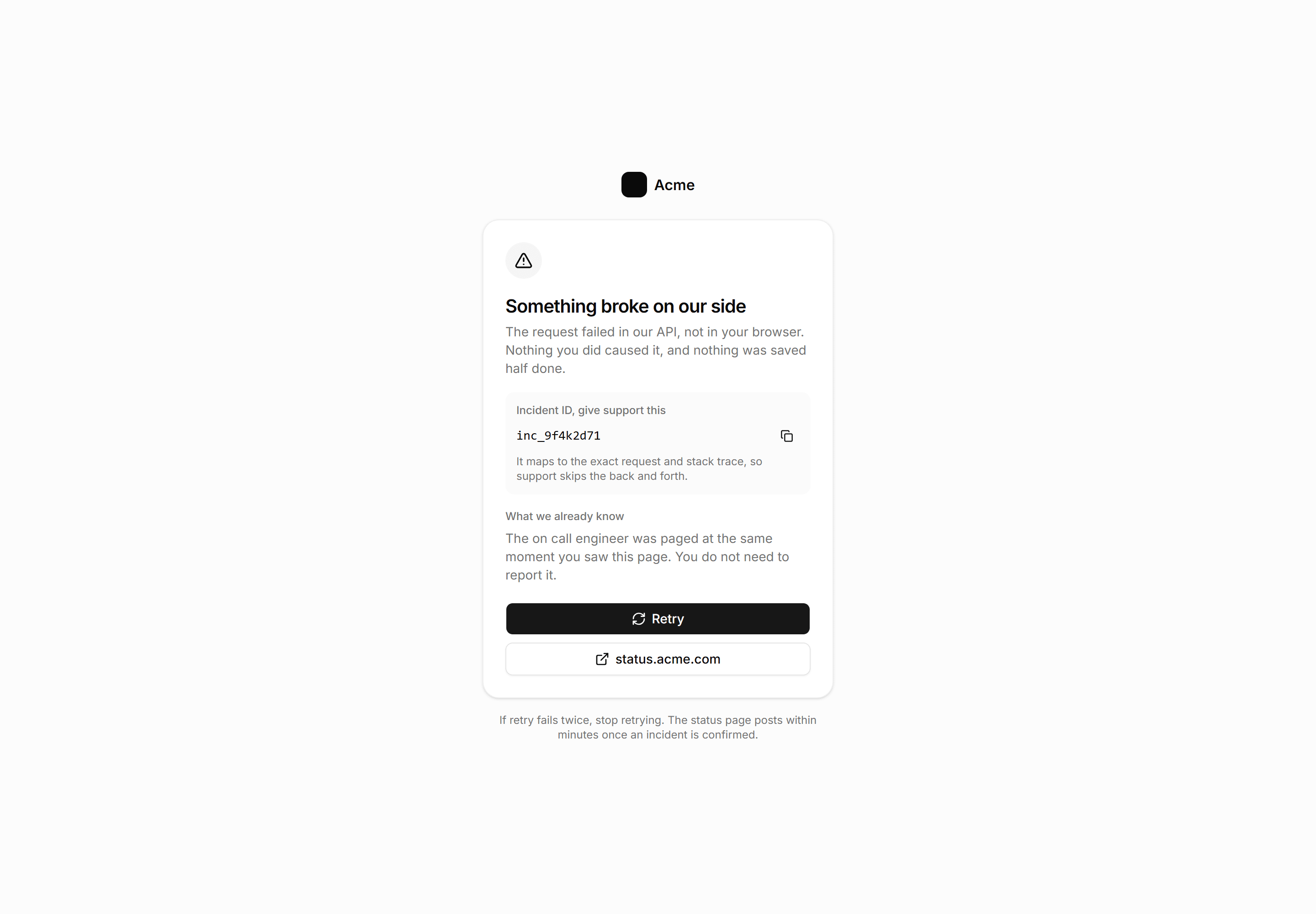 Application Empty State: Error Page 500