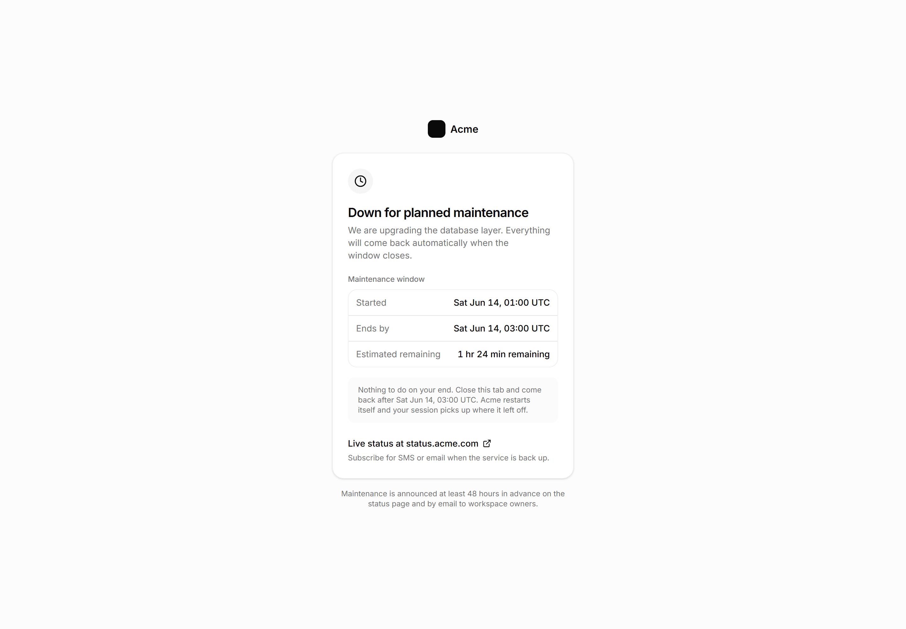 Application Empty State: Maintenance Page
