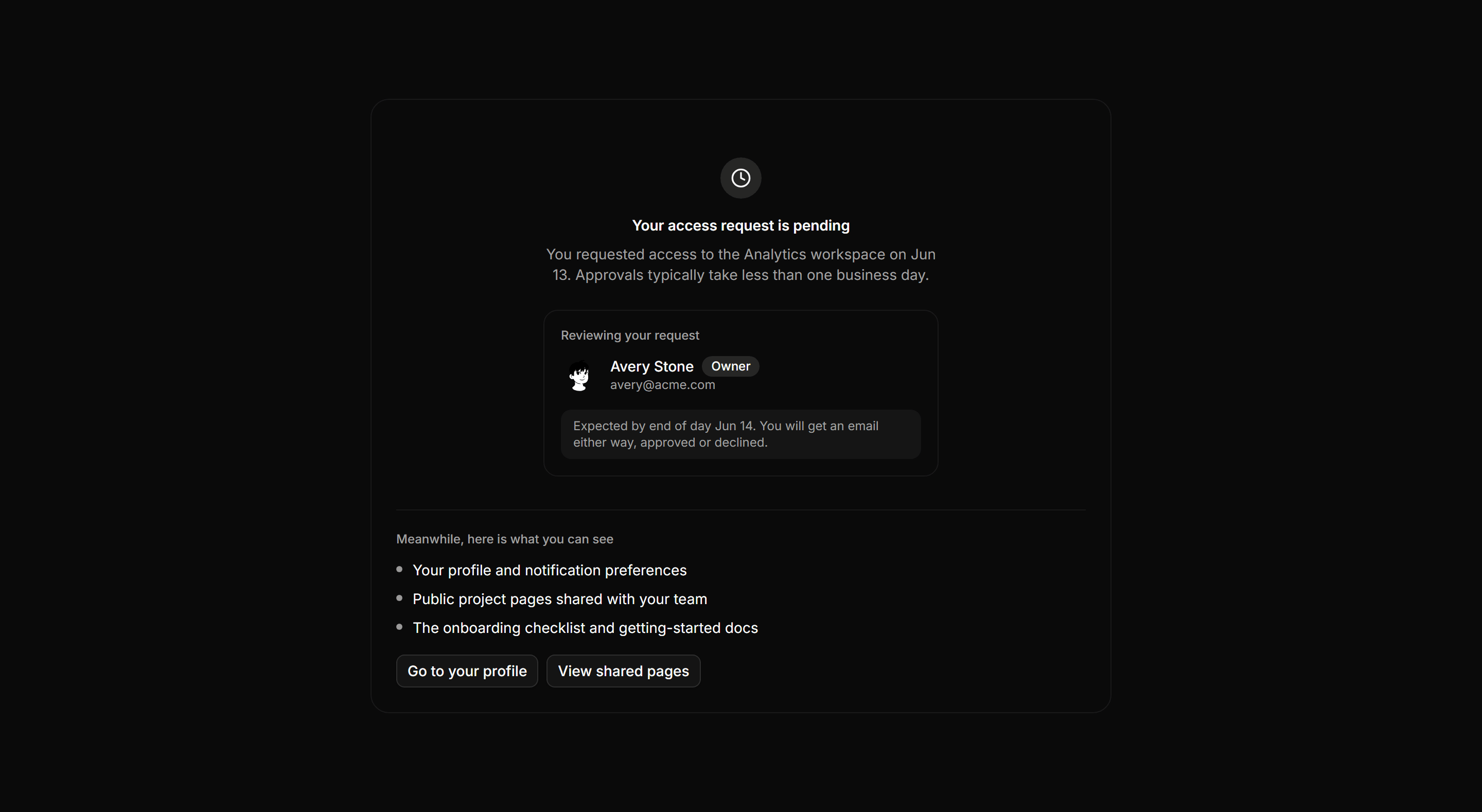 Application Empty State: No Access Yet State