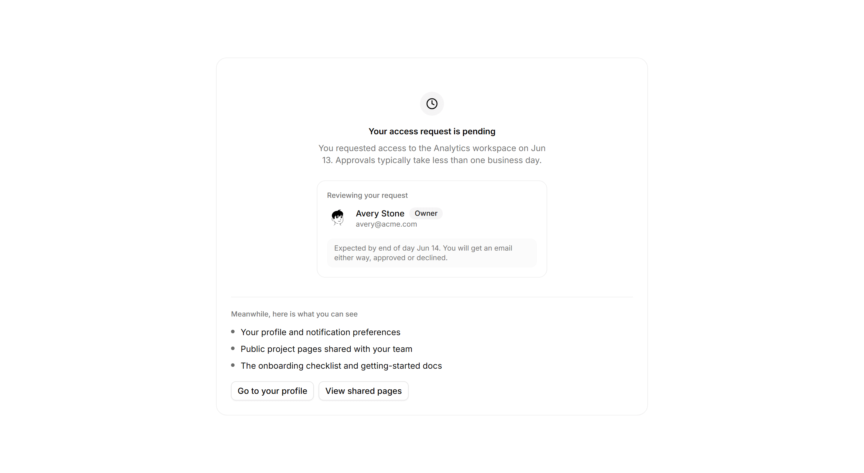 Application Empty State: No Access Yet State