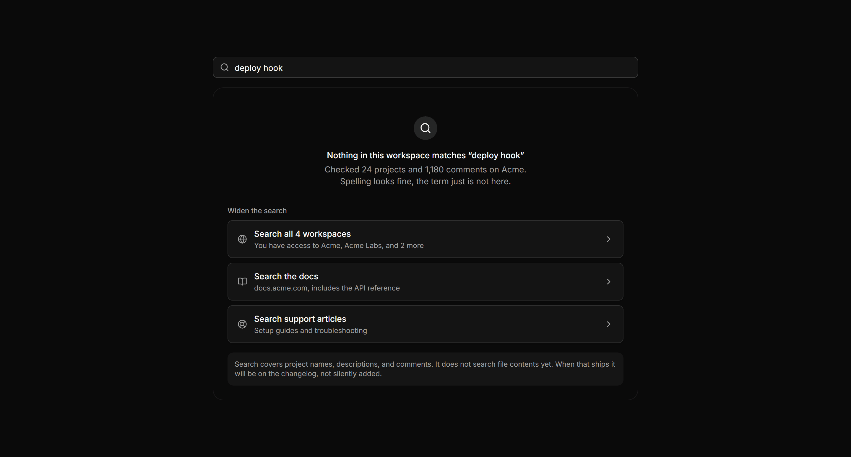 Application Empty State: No Search Results State