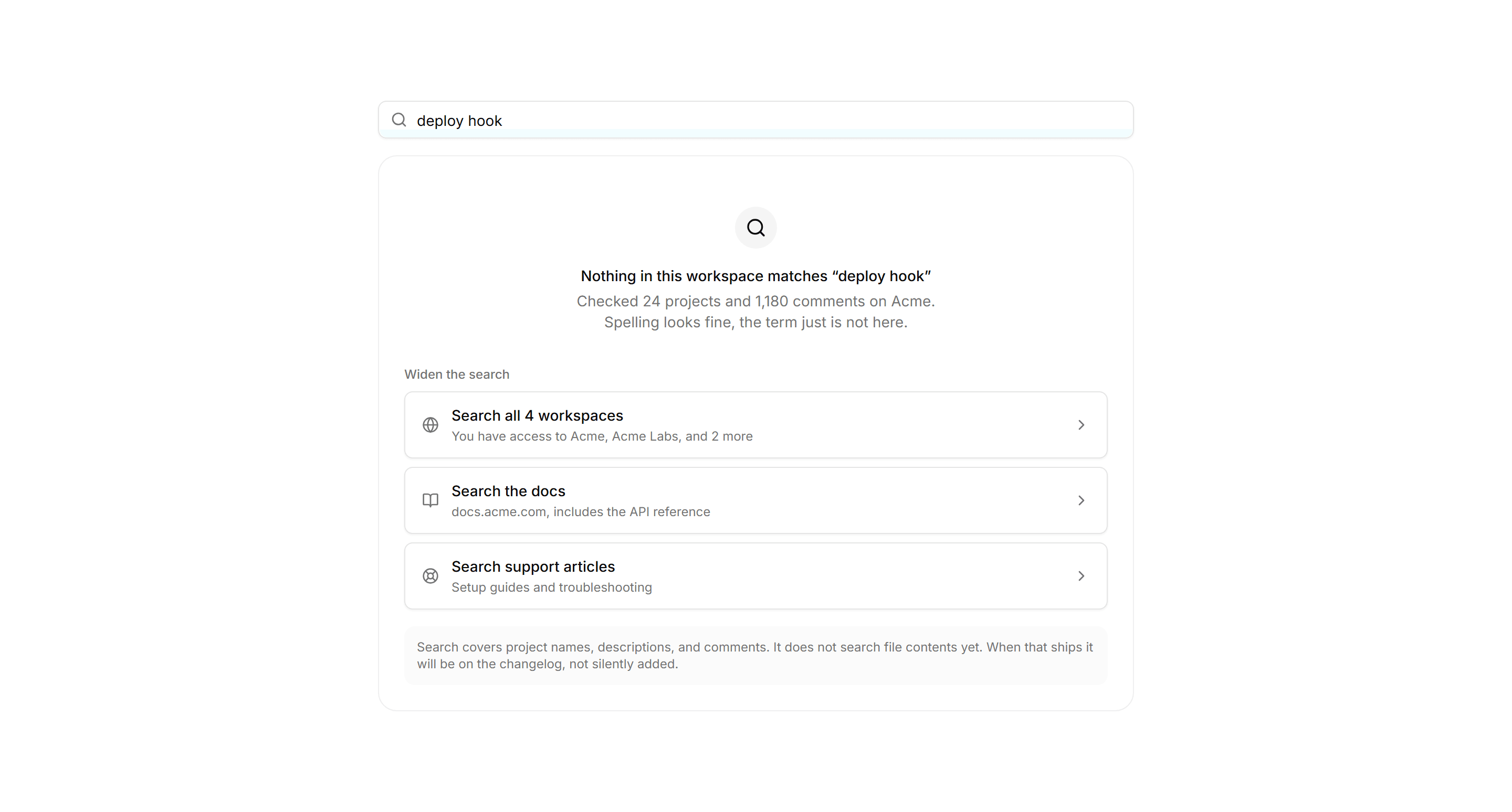 Application Empty State: No Search Results State