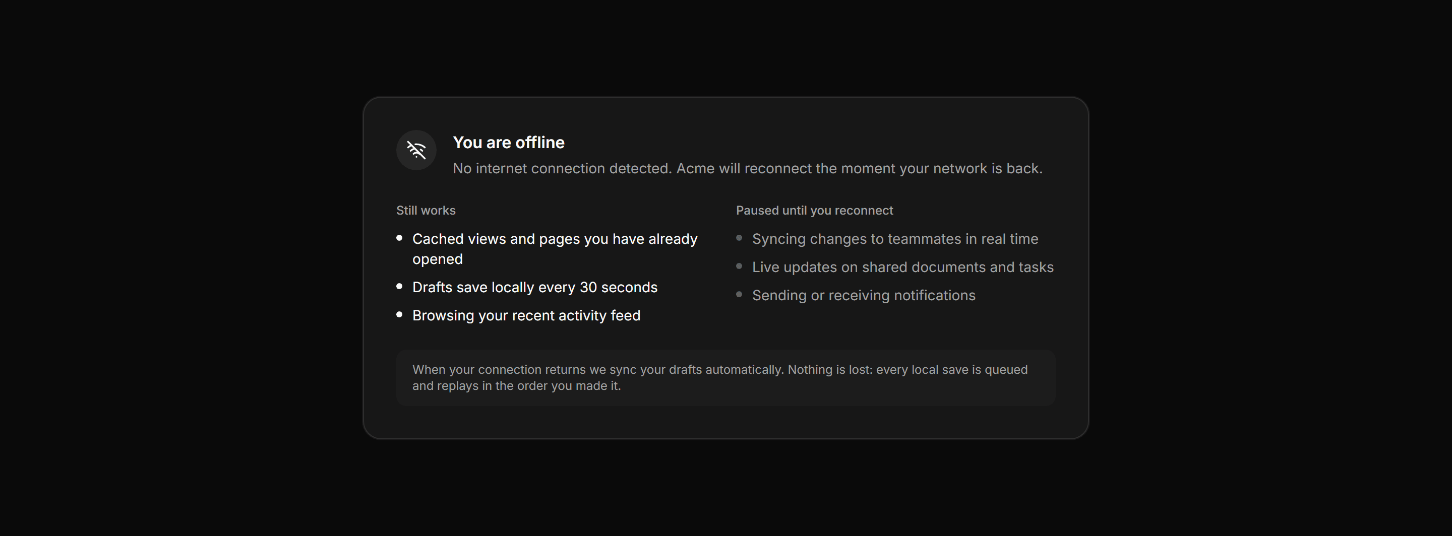 Application Empty State: Offline State
