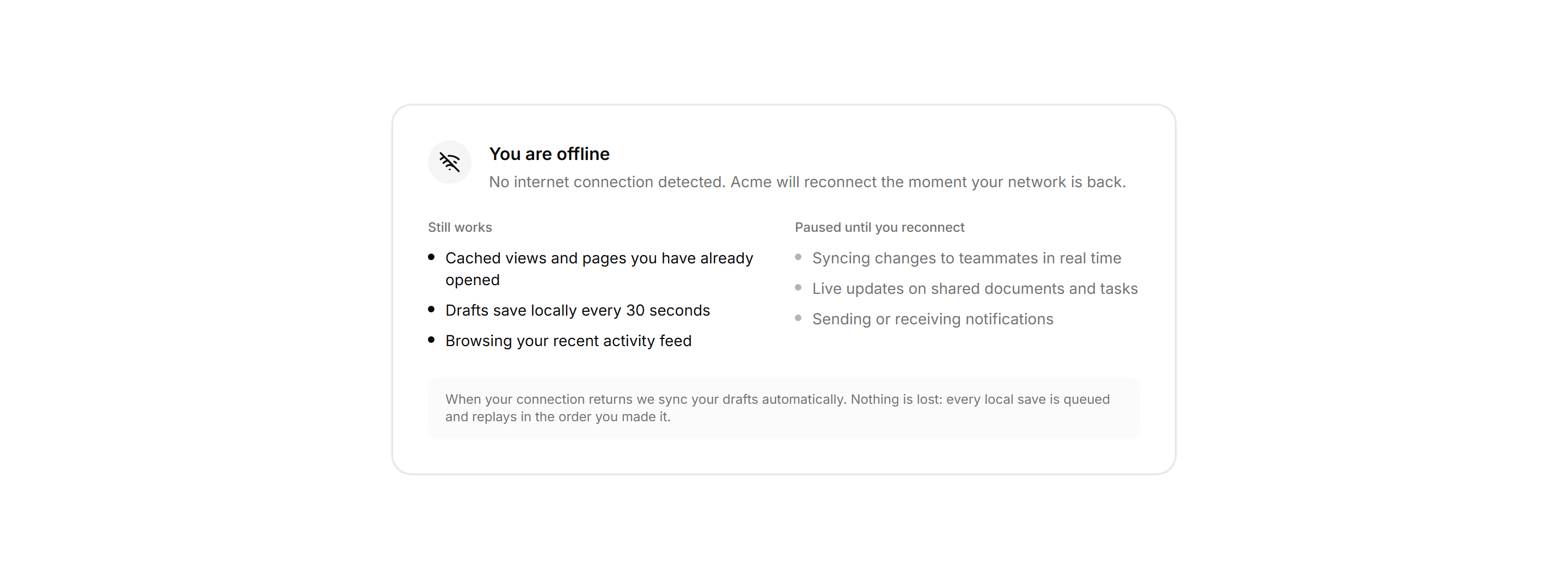 Application Empty State: Offline State