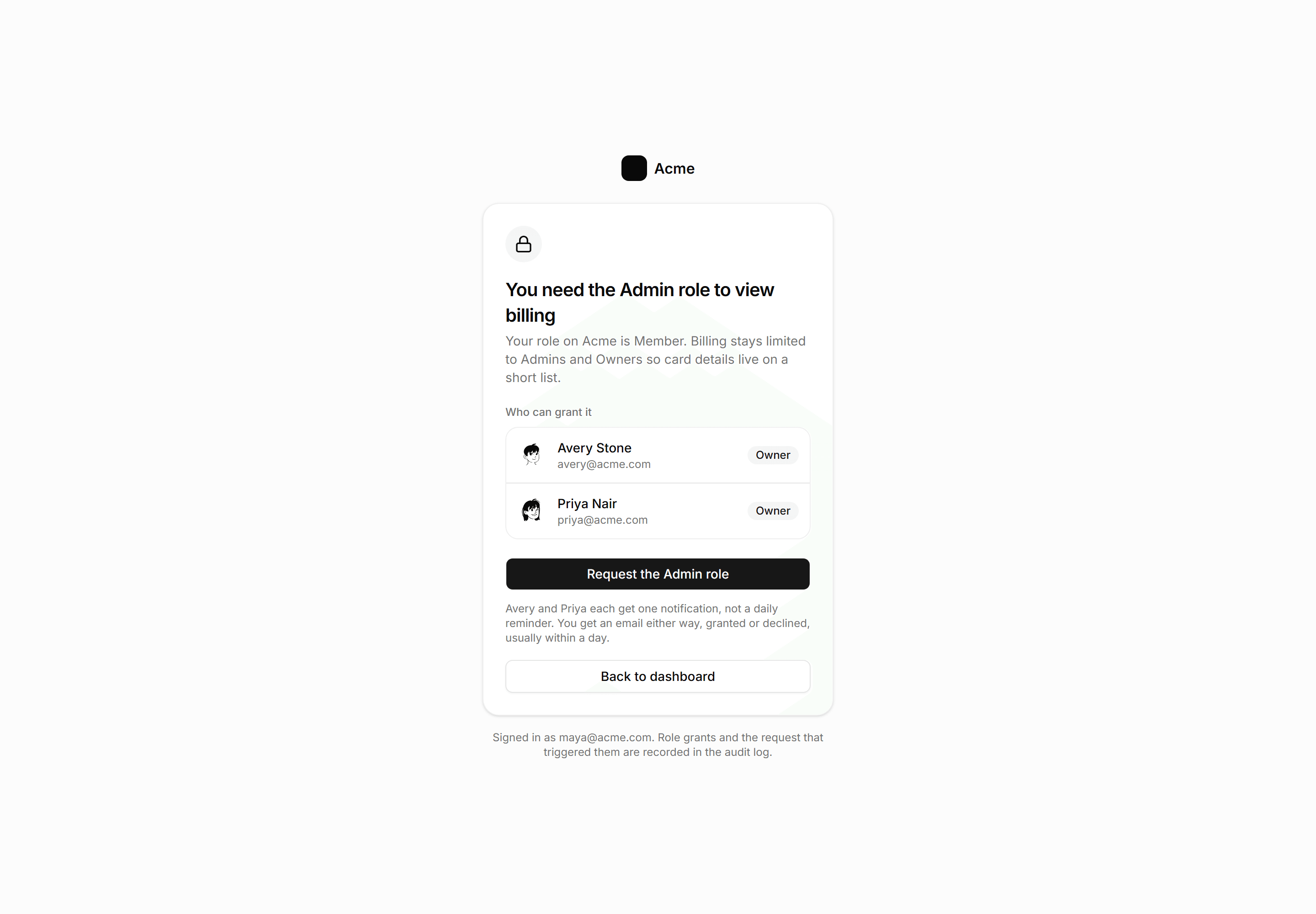 Application Empty State: Permission Denied State