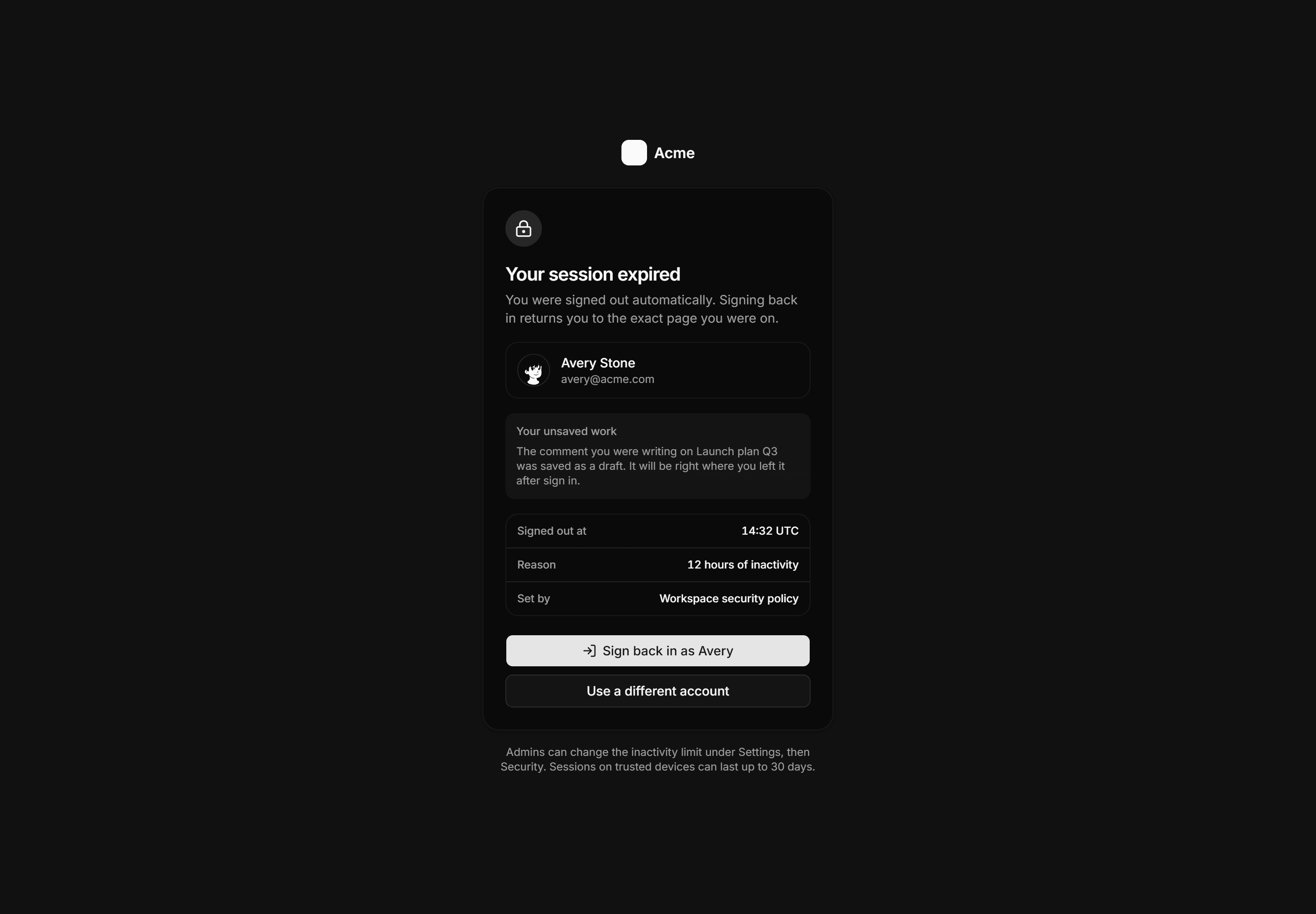 Application Empty State: Session Expired State