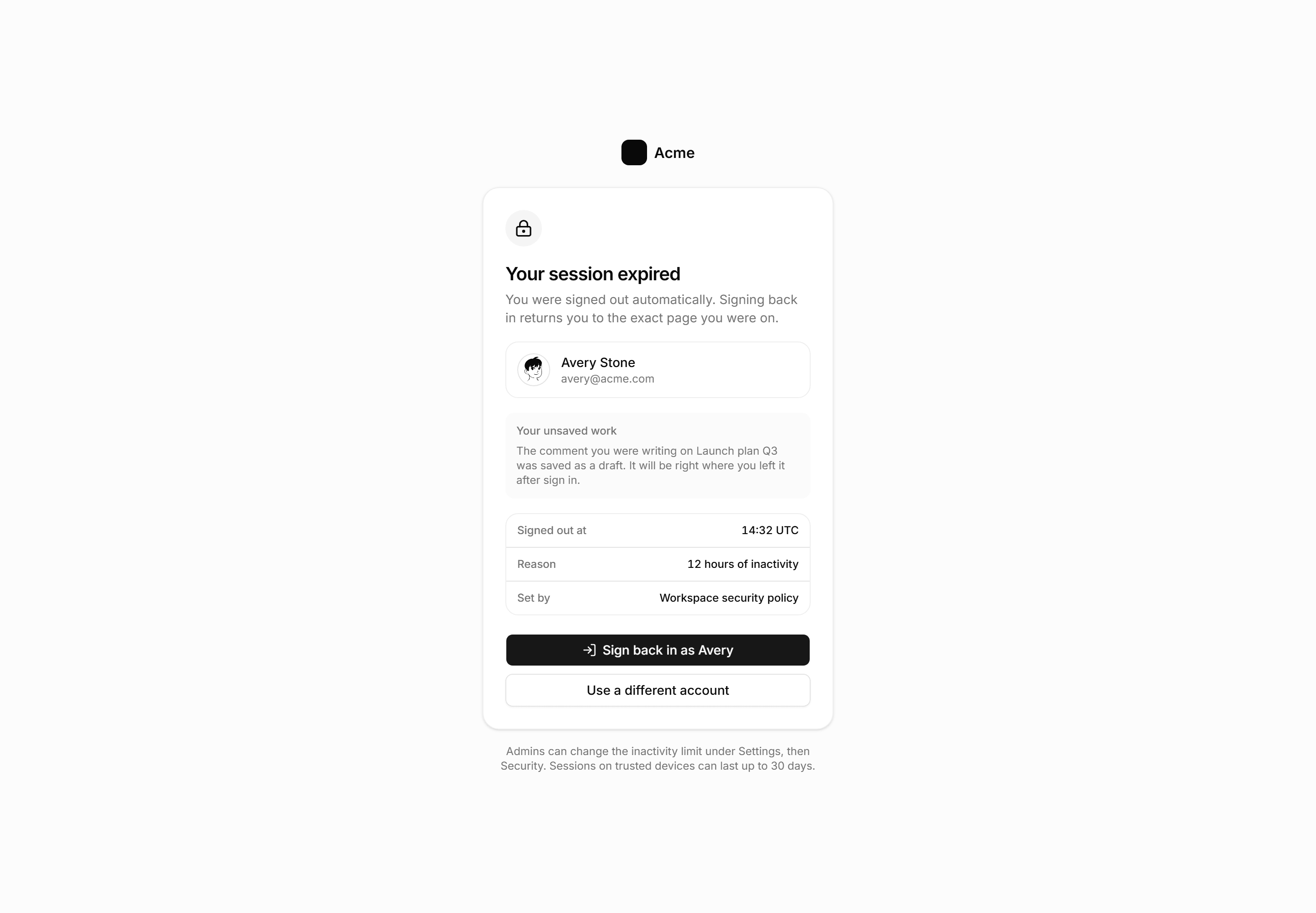 Application Empty State: Session Expired State