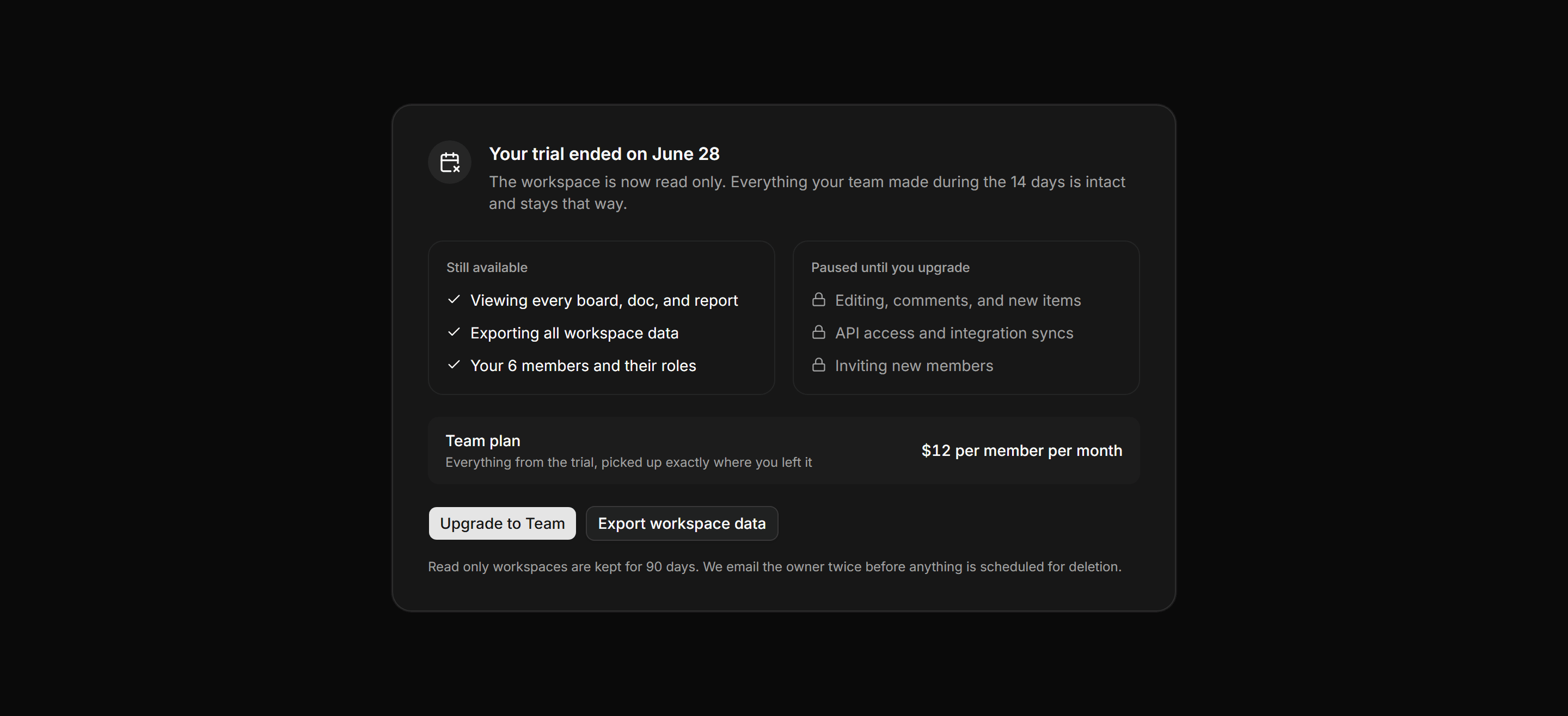 Application Empty State: Trial Expired State