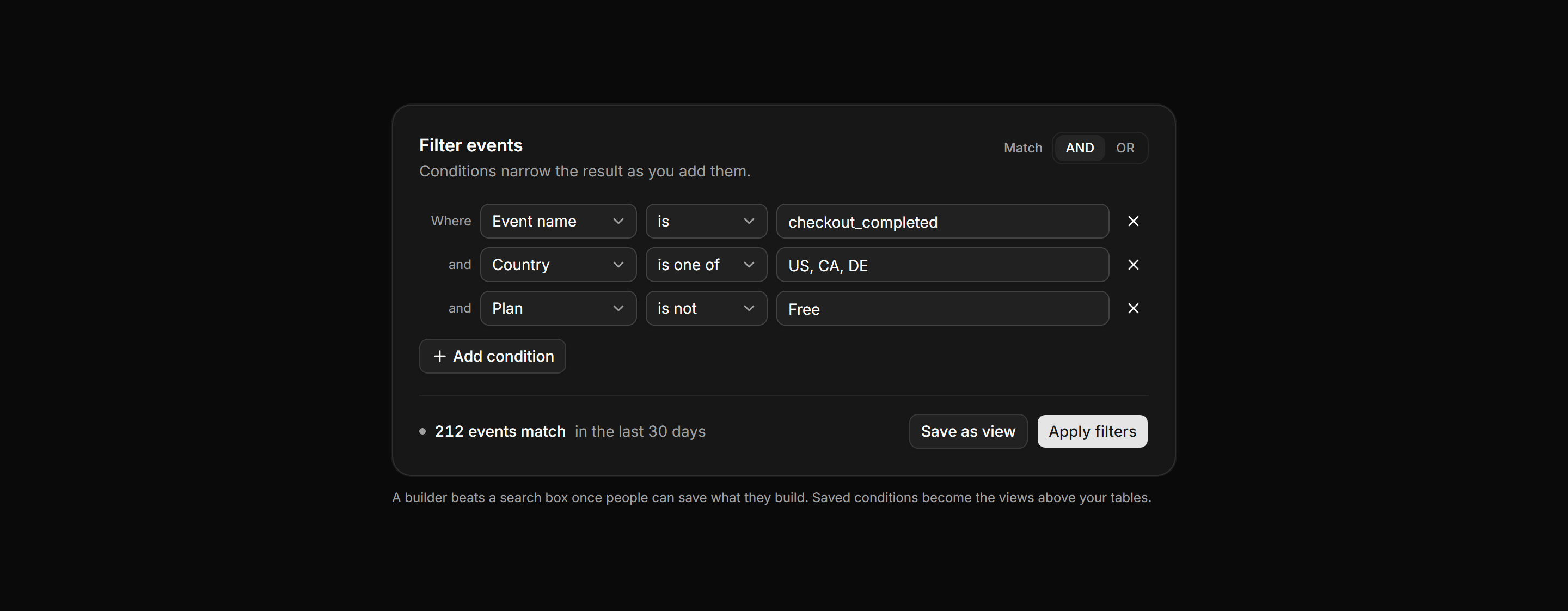 Application Filters and Search: Advanced Filter Builder