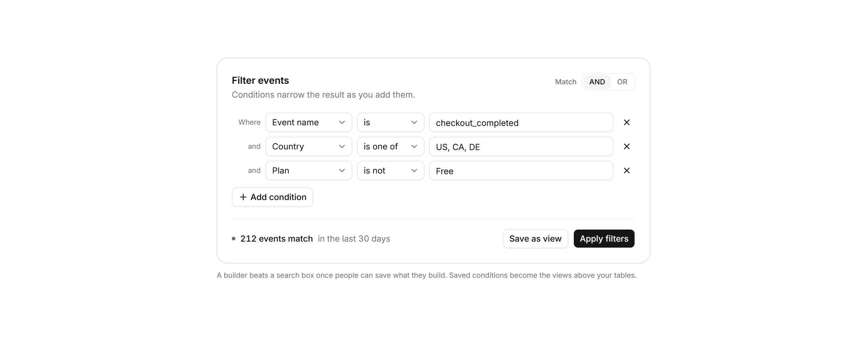 Application Filters and Search: Advanced Filter Builder