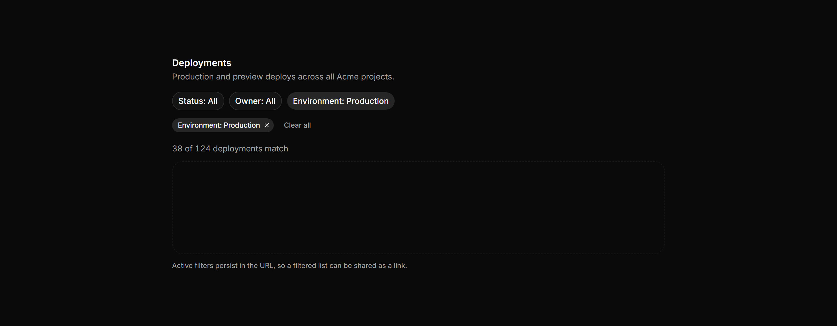 Application Filters and Search: Faceted Filter Bar
