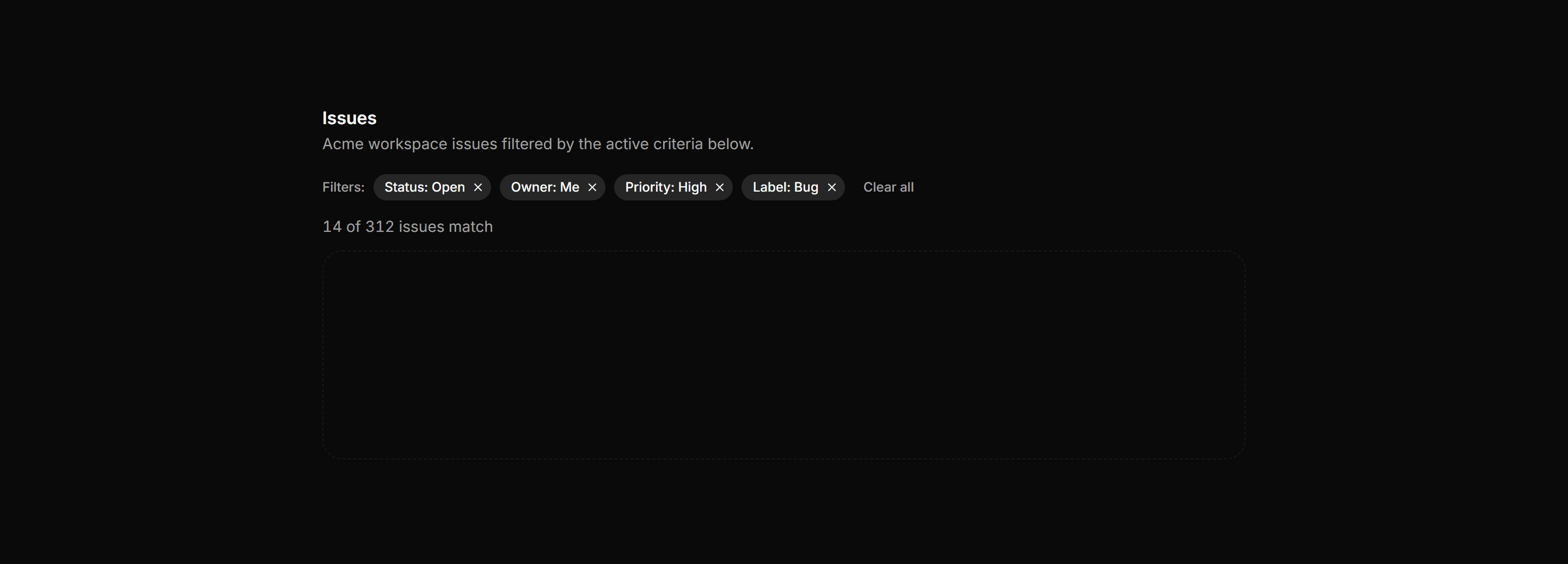 Application Filters and Search: Filter Chips Row
