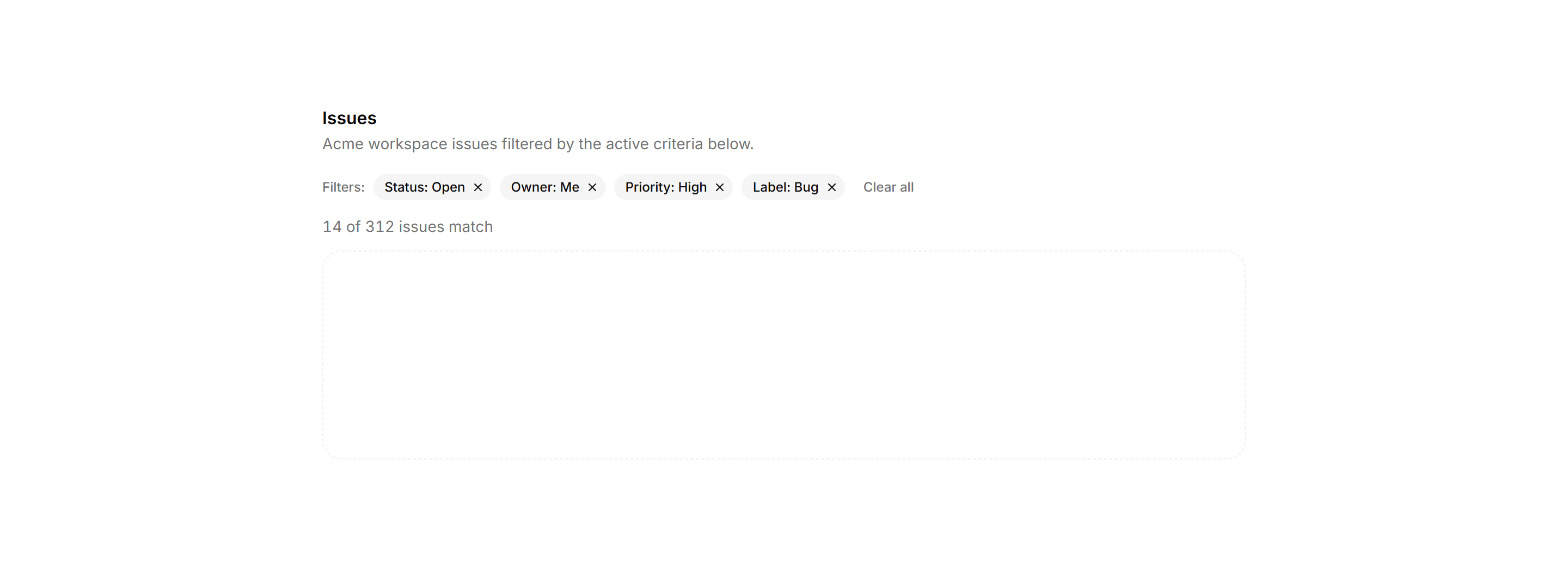 Application Filters and Search: Filter Chips Row