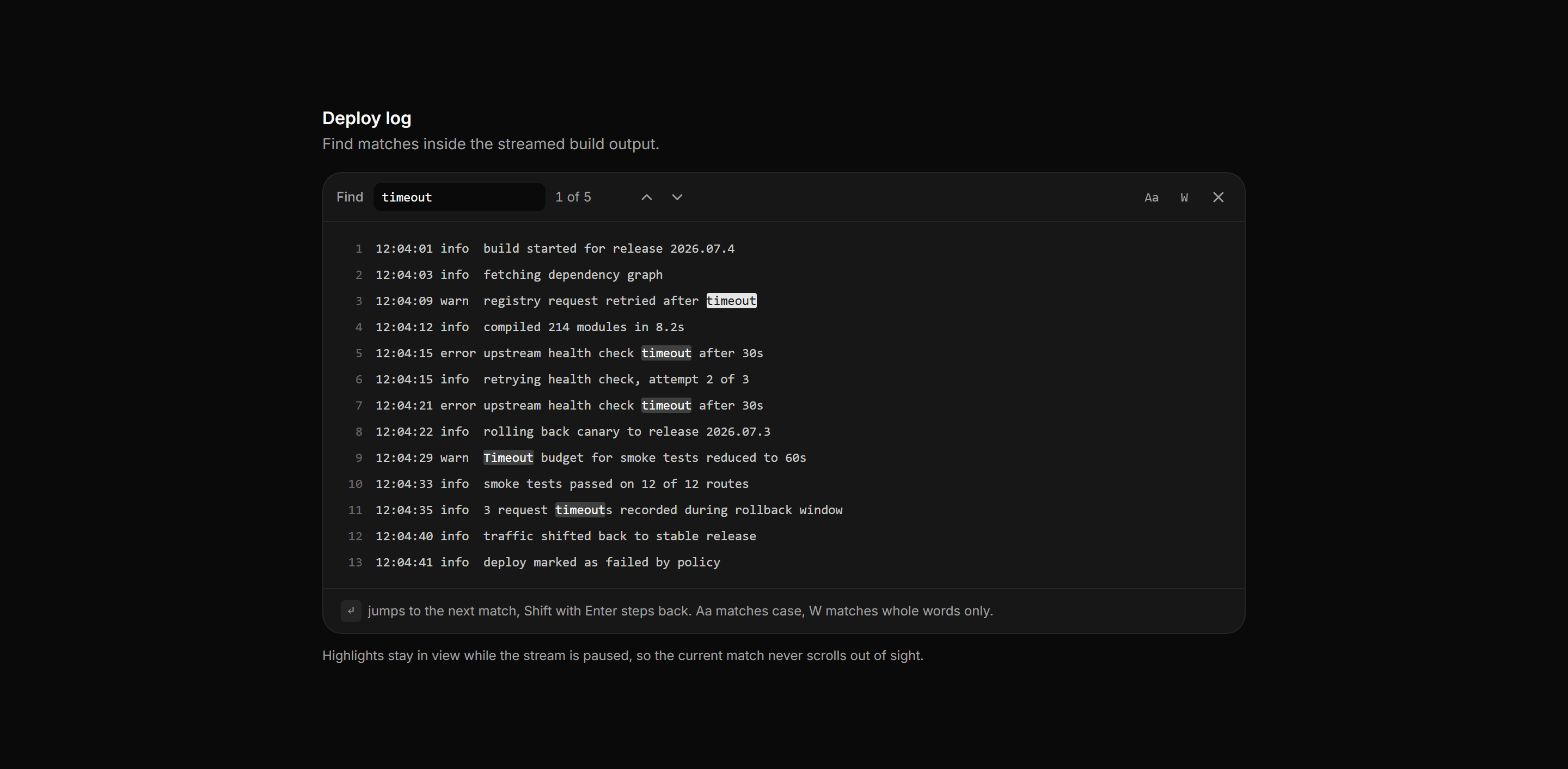 Application Filters and Search: Find In View Bar