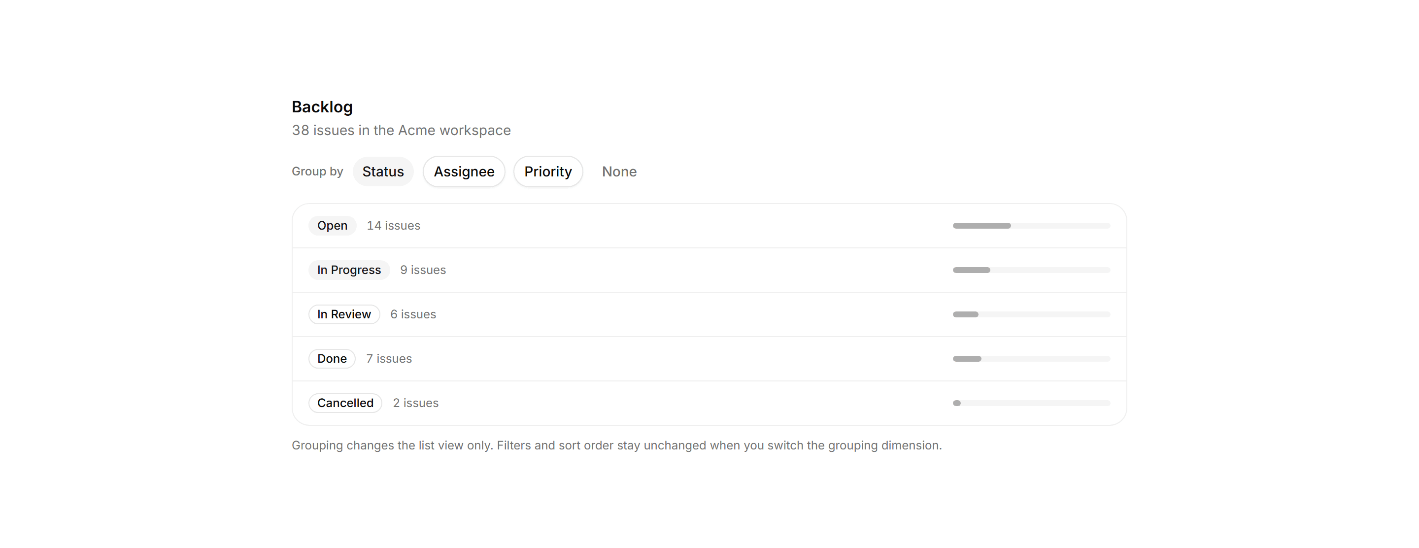 Application Filters and Search: Group By Selector