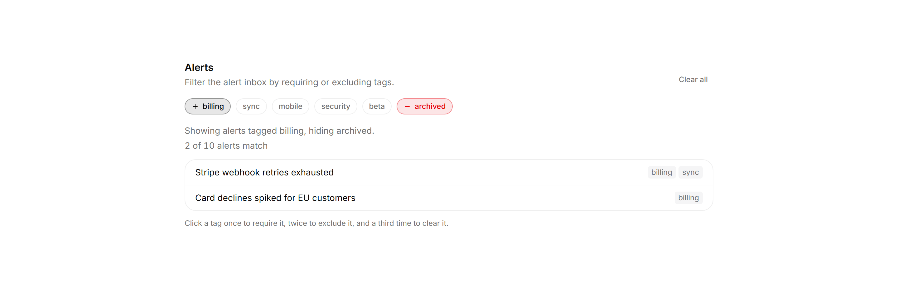Application Filters and Search: Include Exclude Tags