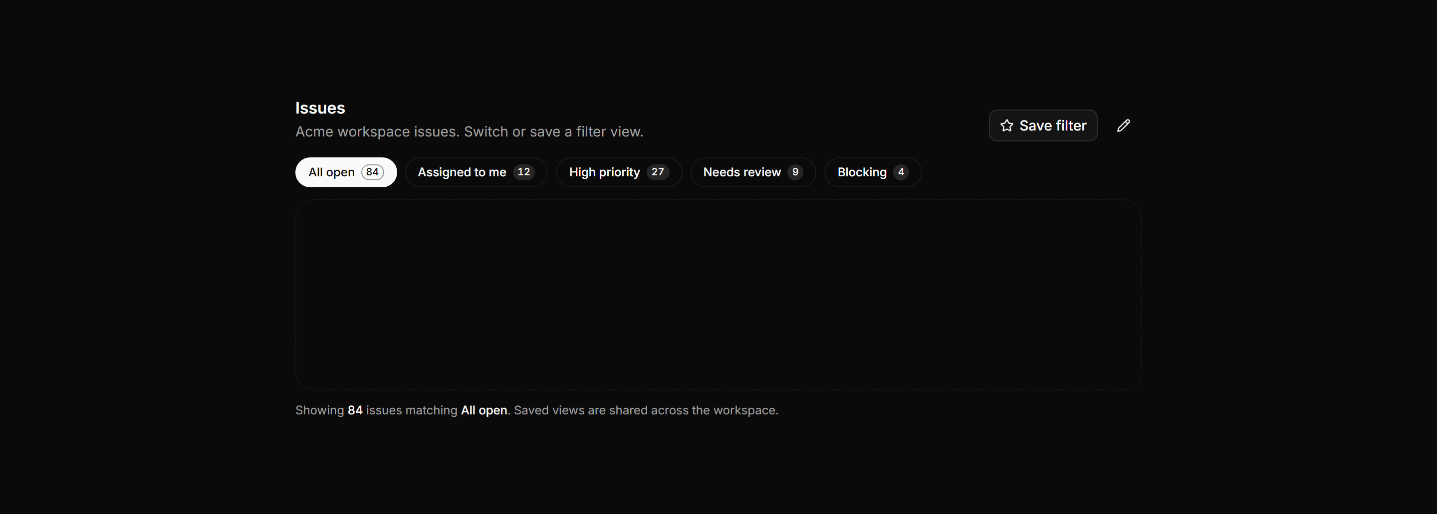 Application Filters and Search: Saved Filter Pills