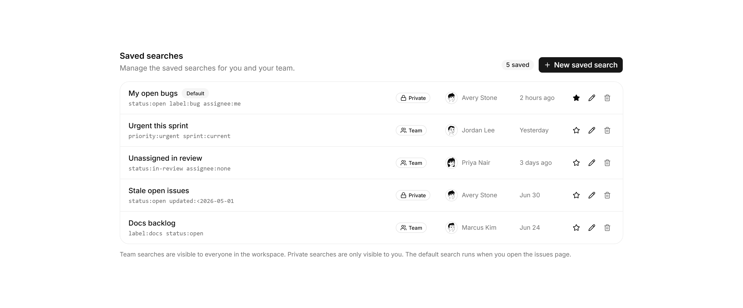 Application Filters and Search: Saved Searches Manager