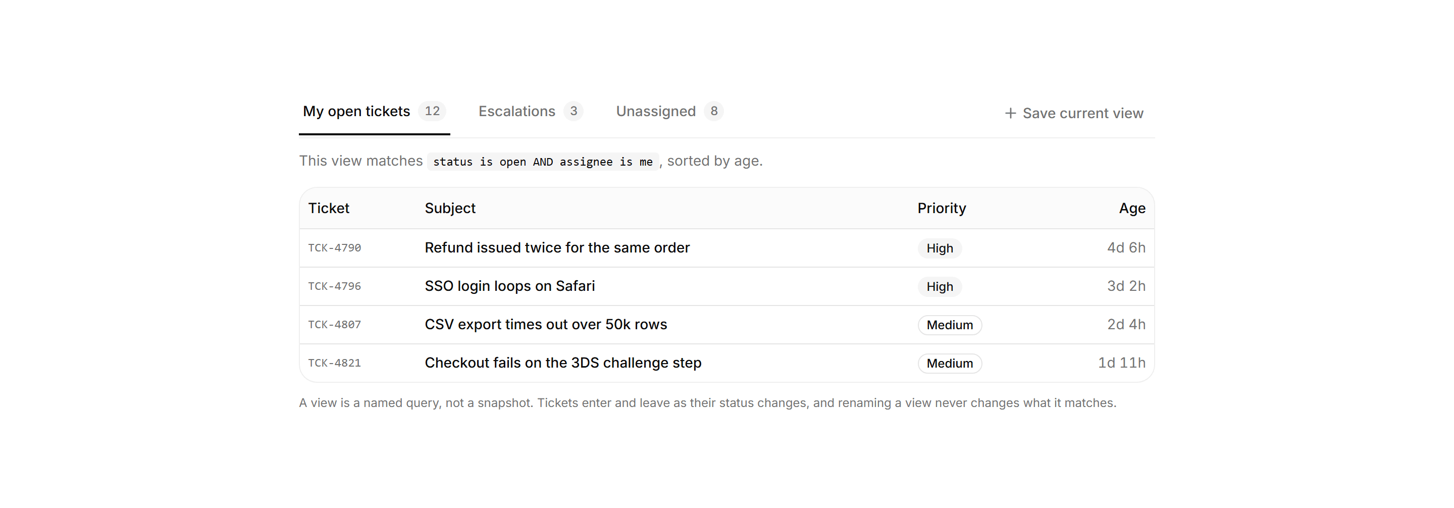Application Filters and Search: Saved Views Tabs