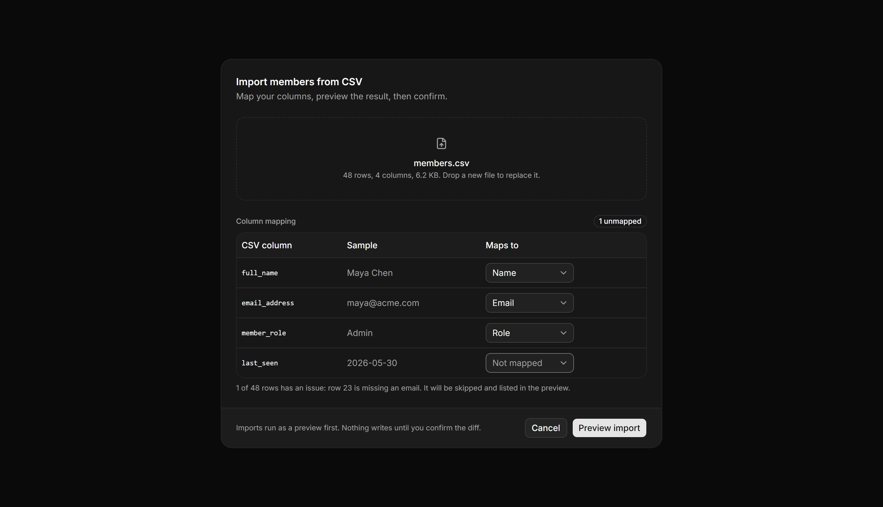 Application Form: Bulk Import CSV Card