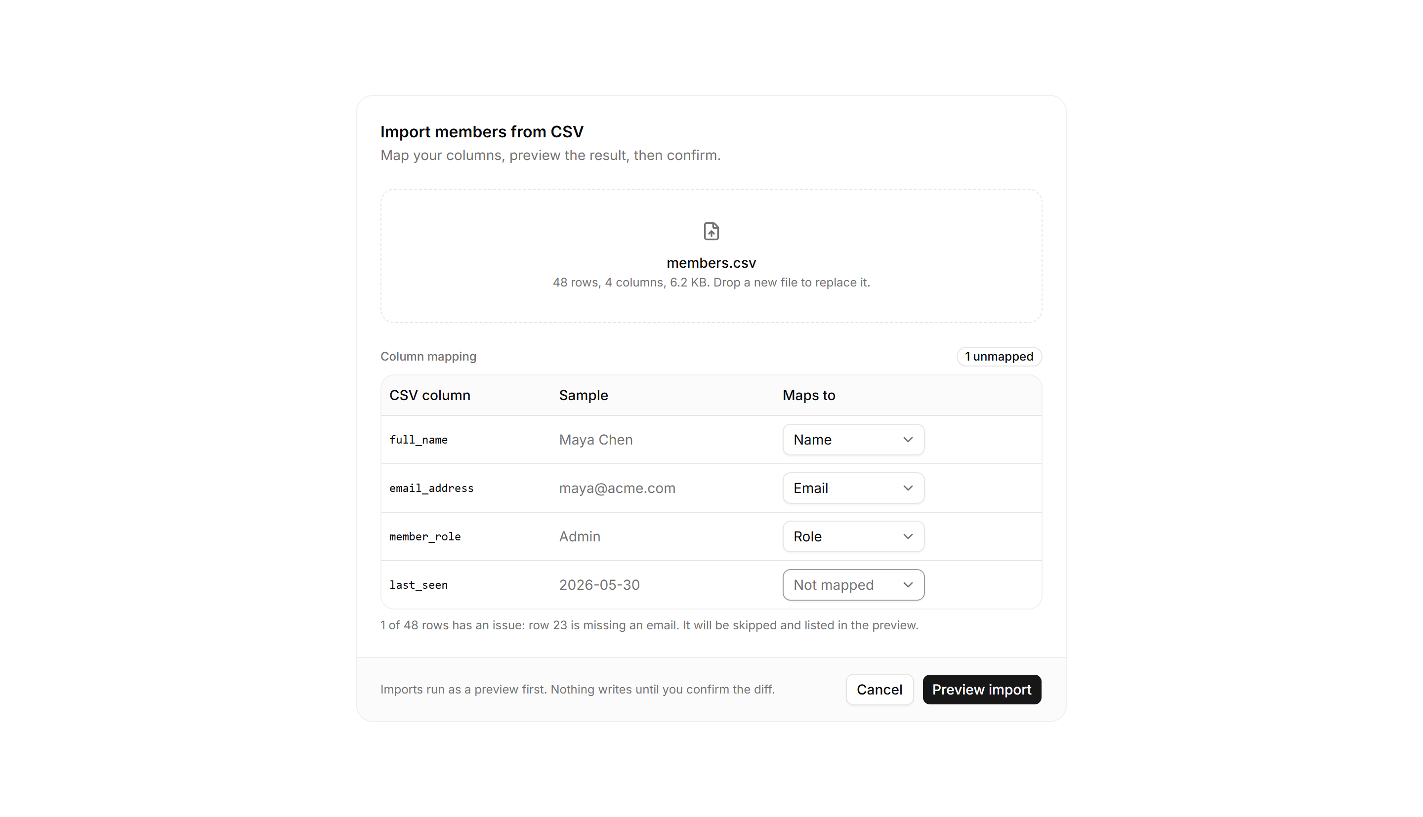 Application Form: Bulk Import CSV Card