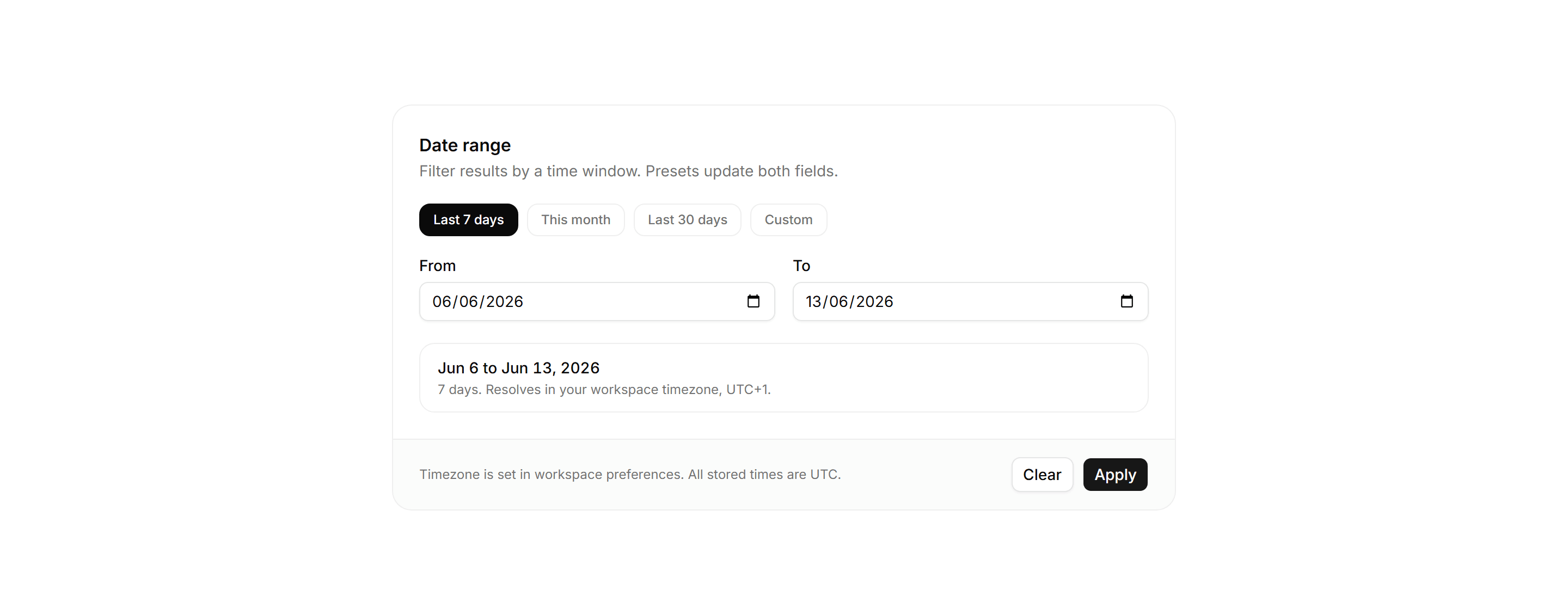 Application Form: Date Range Form