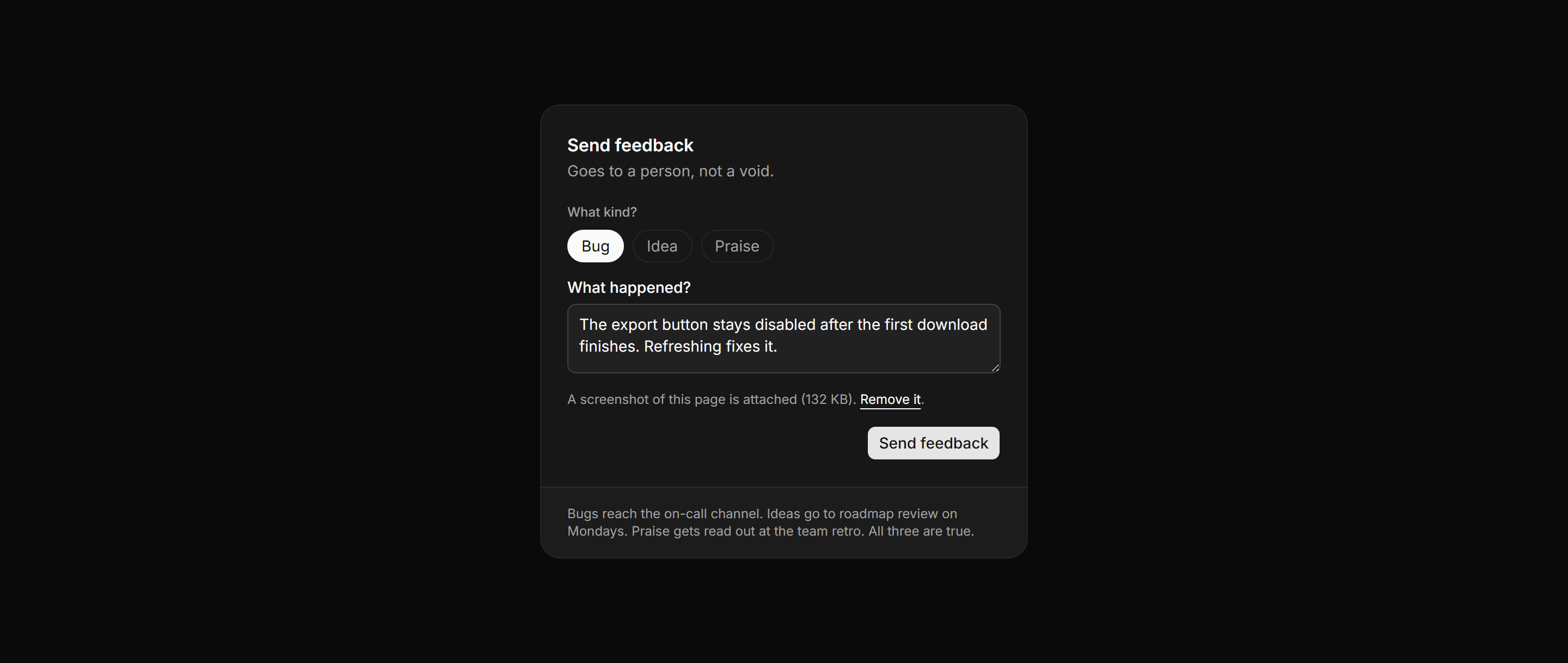 Application Form: Feedback Form Card