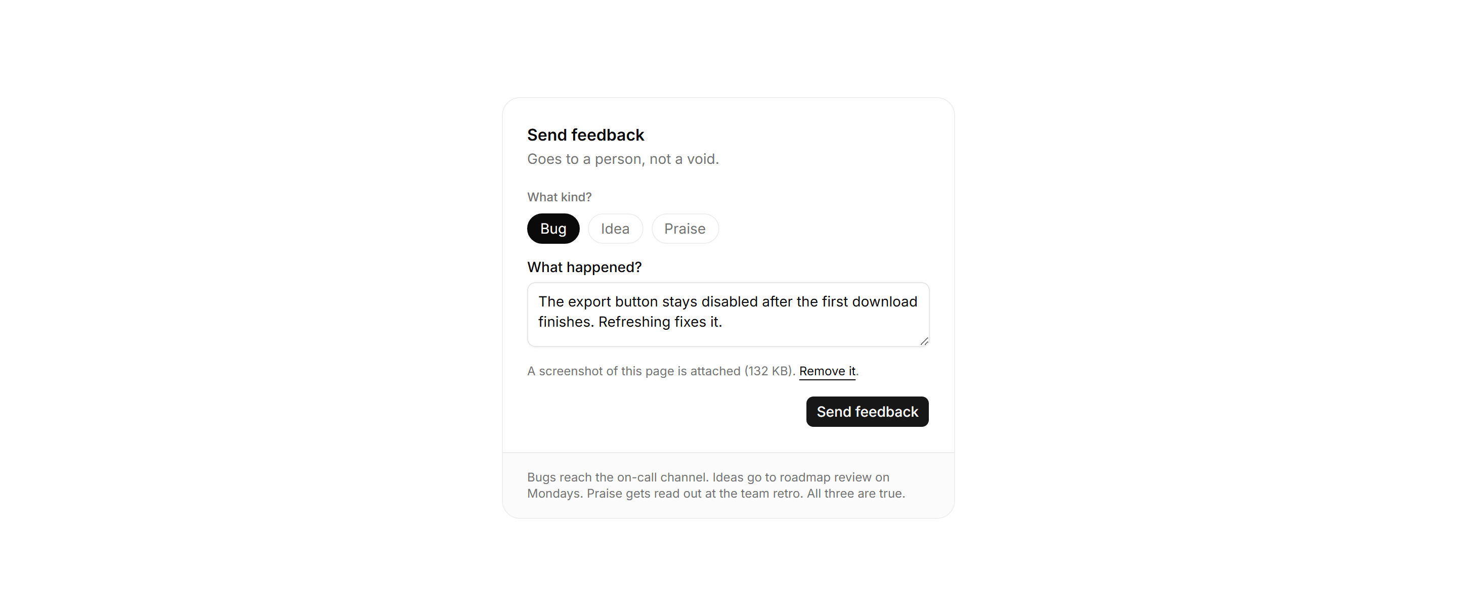 Application Form: Feedback Form Card