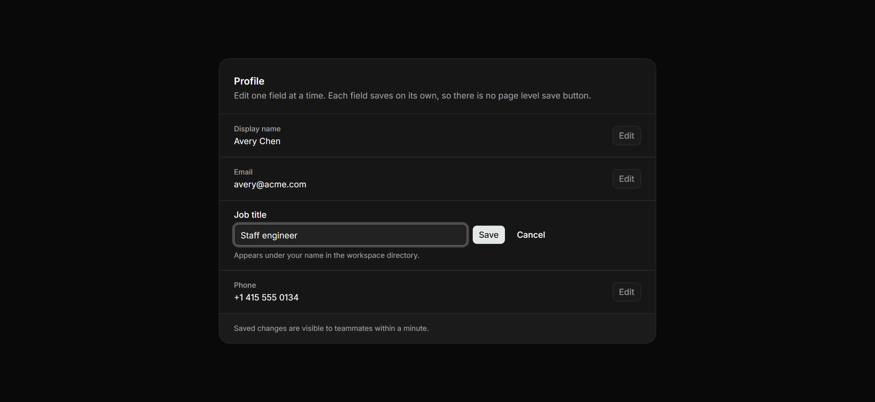 Application Form: Inline Edit Form