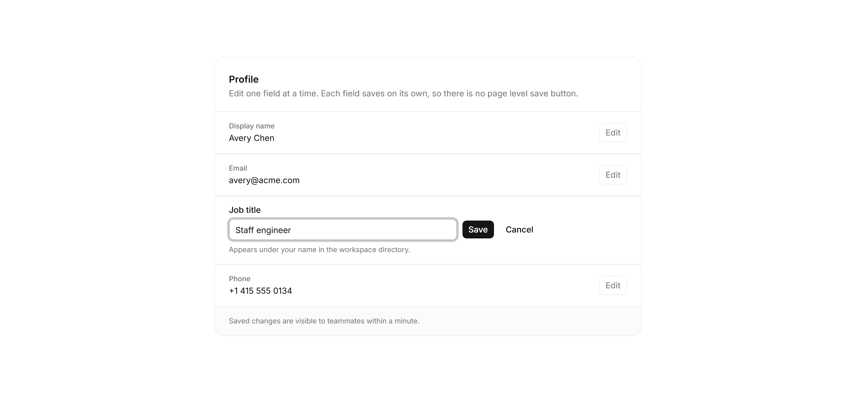 Application Form: Inline Edit Form