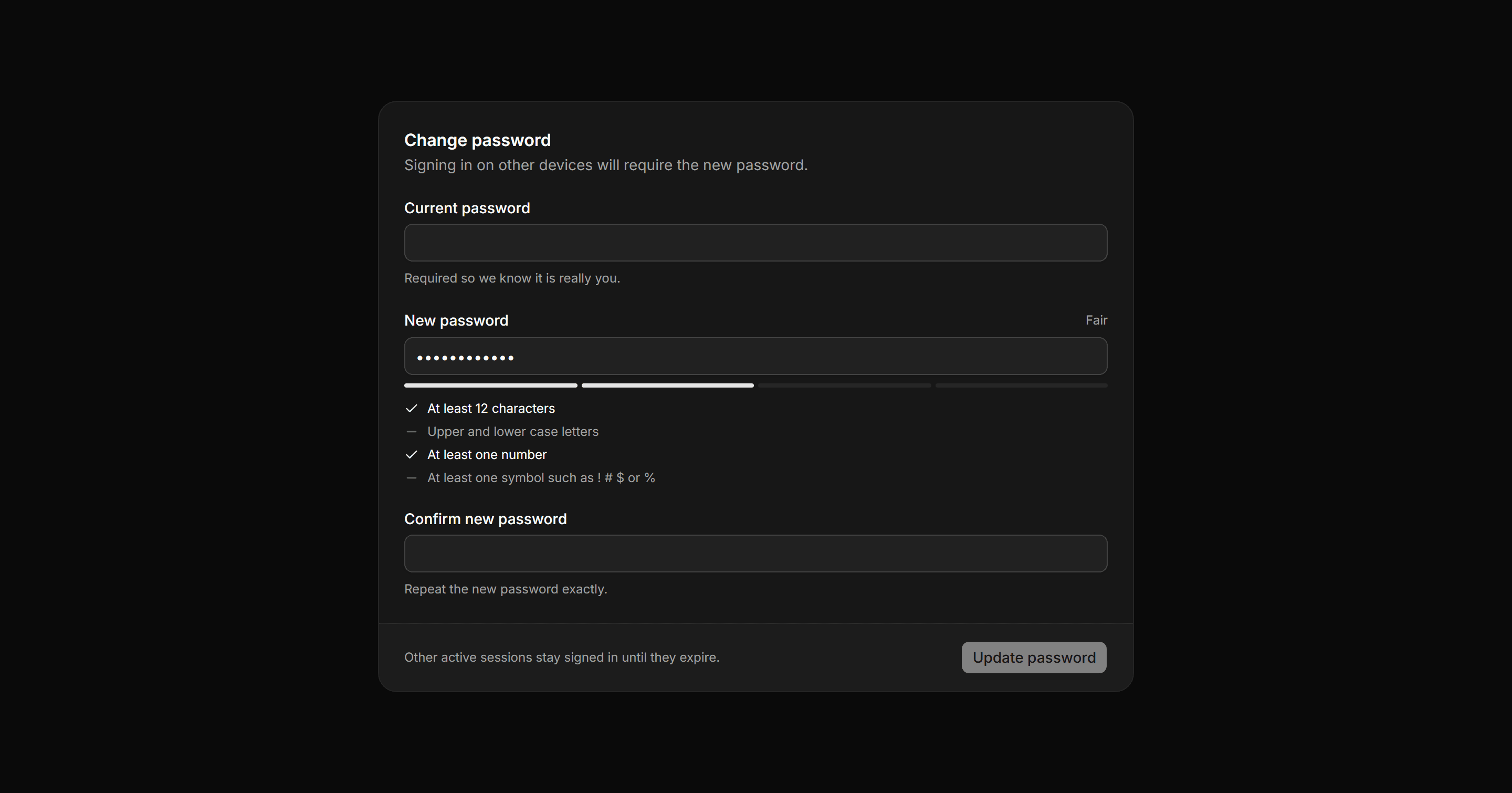 Application Form: Password Strength Form